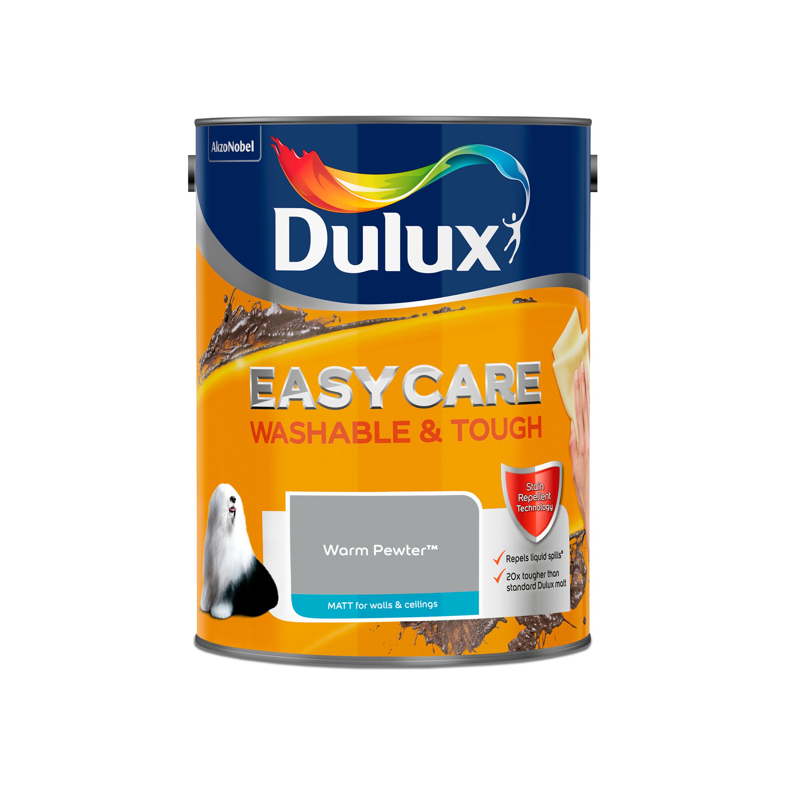 Dulux Easycare Washable & tough Warm pewter Matt Emulsion paint 5L