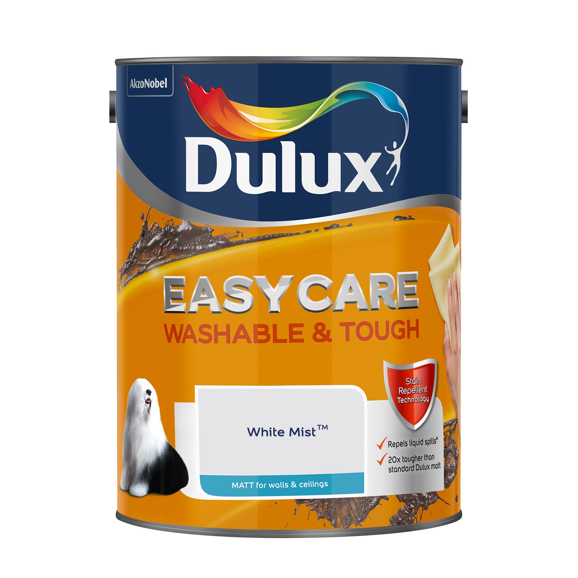Dulux Easycare White mist Matt Emulsion paint, 5L