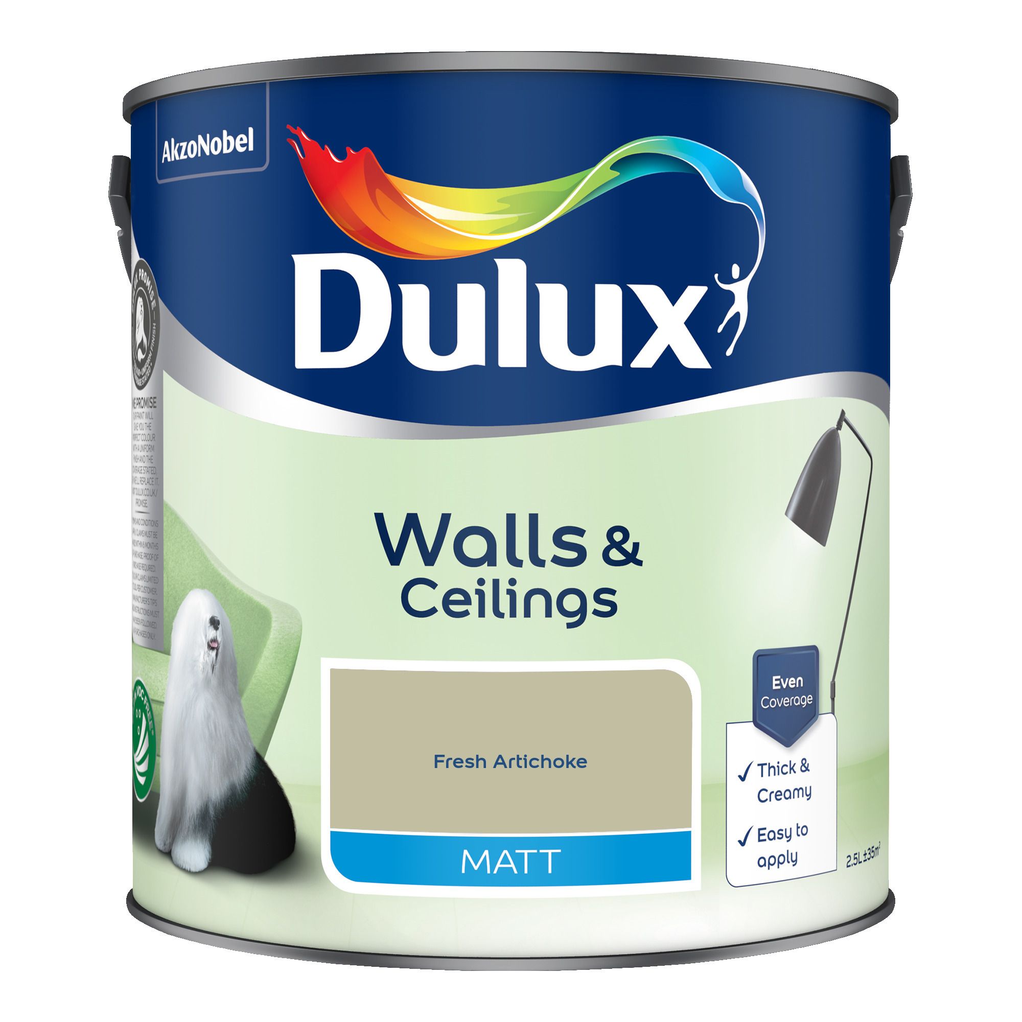 Dulux Fresh Artichoke Matt Wall & ceiling Emulsion paint, 2.5L