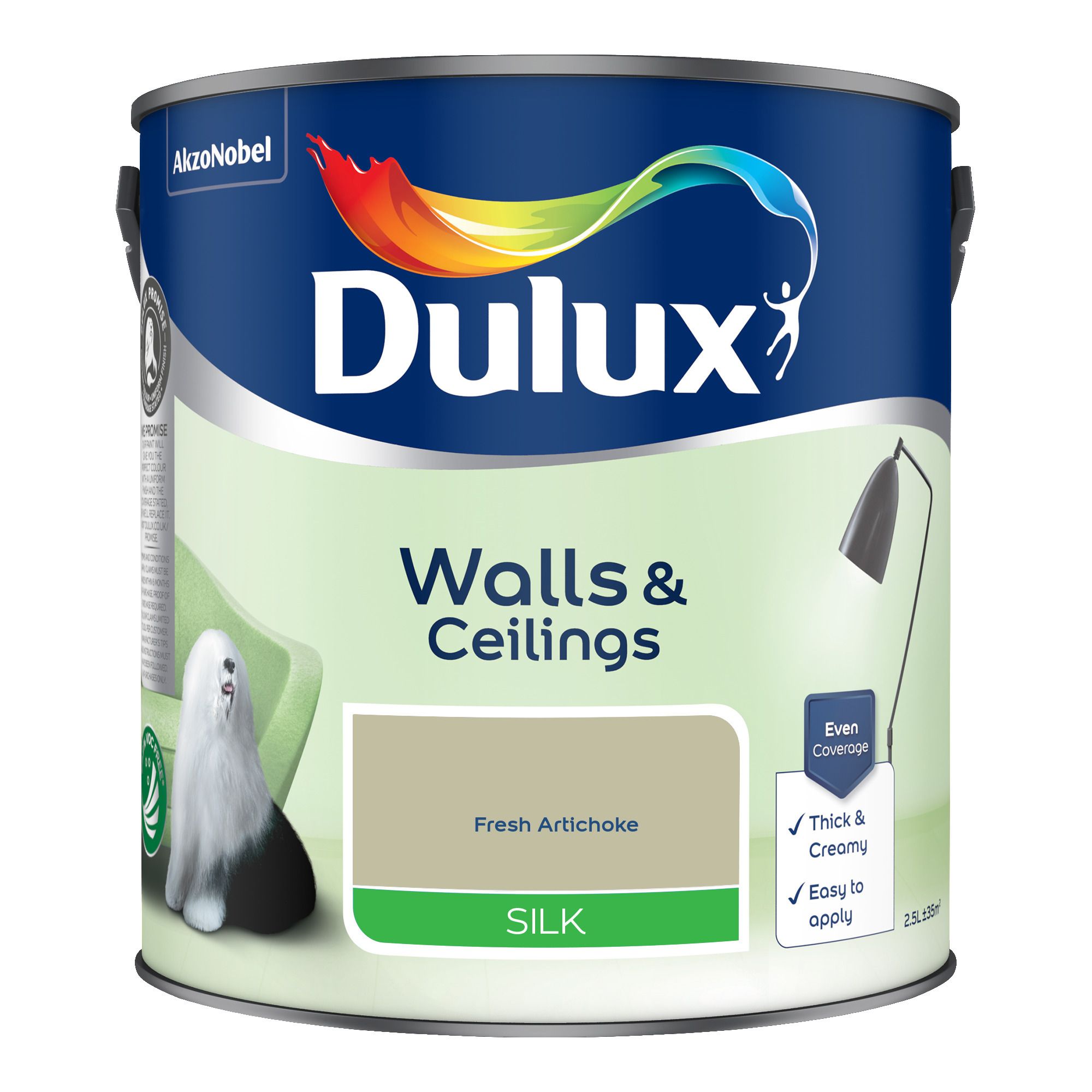 Dulux Fresh Artichoke Silk Wall & ceiling Emulsion paint, 2.5L