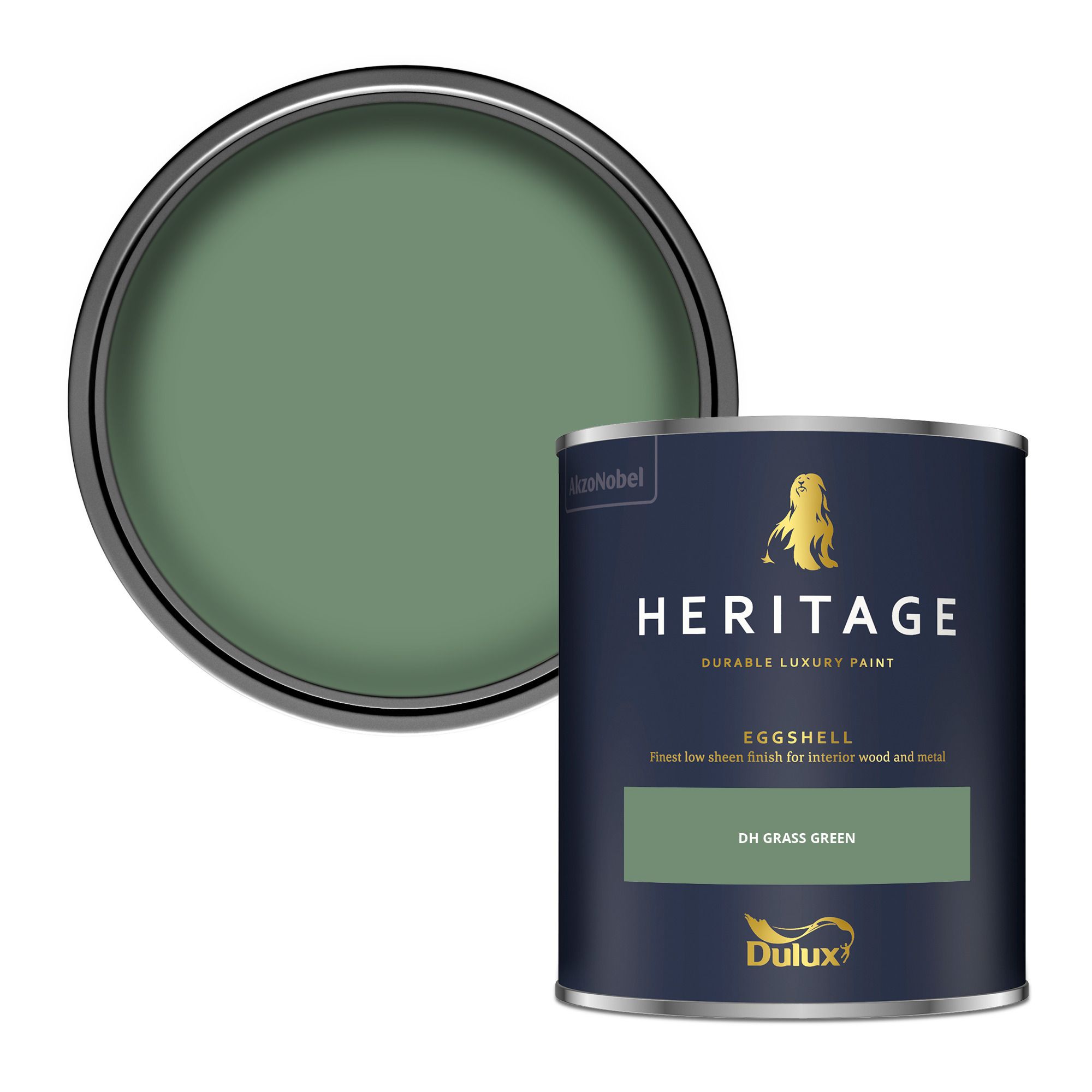 Dulux Heritage DH Grass Green Eggshell Multi-surface Wall paint, 750ml