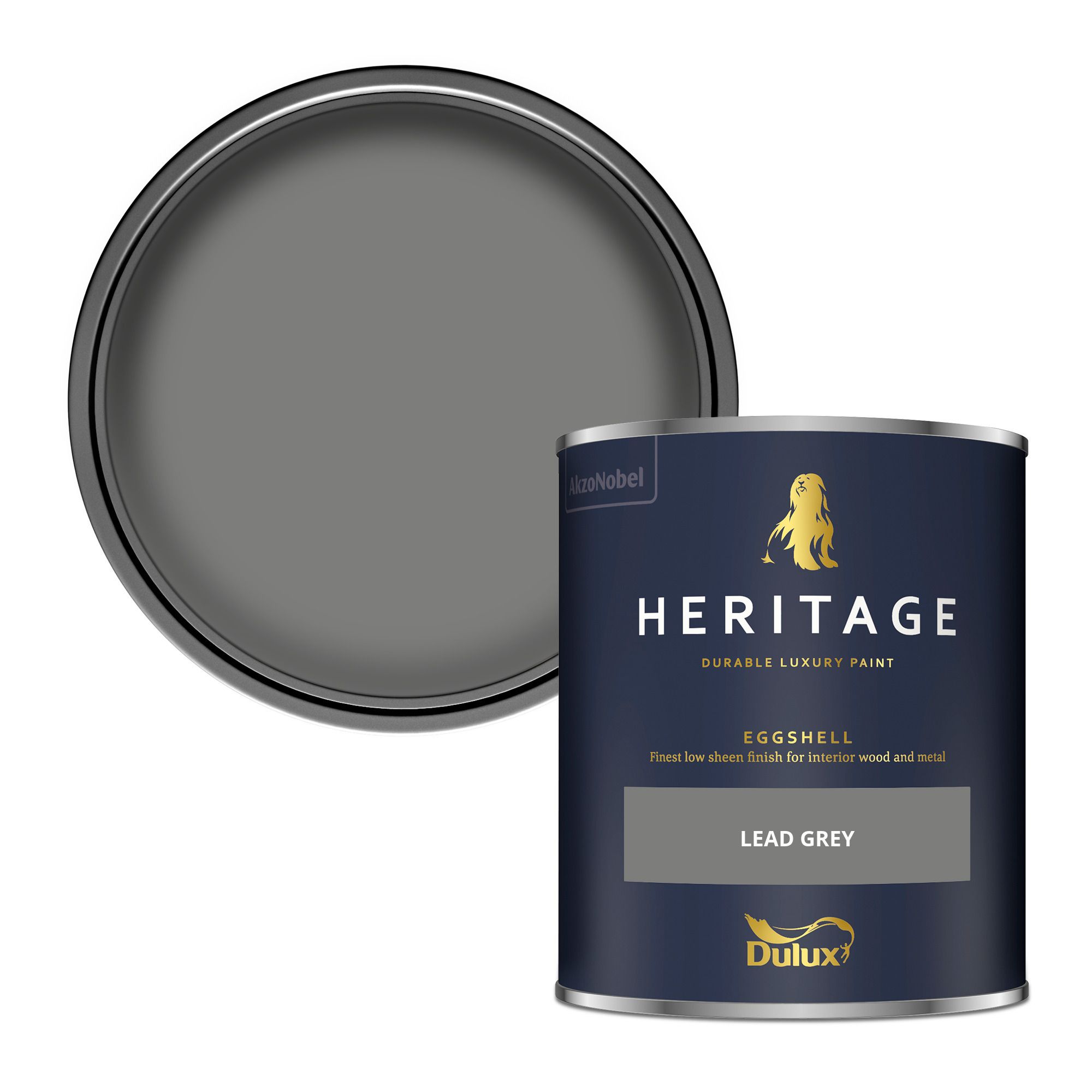 Dulux Heritage Lead Grey Eggshell Multi-surface Wall paint, 750ml