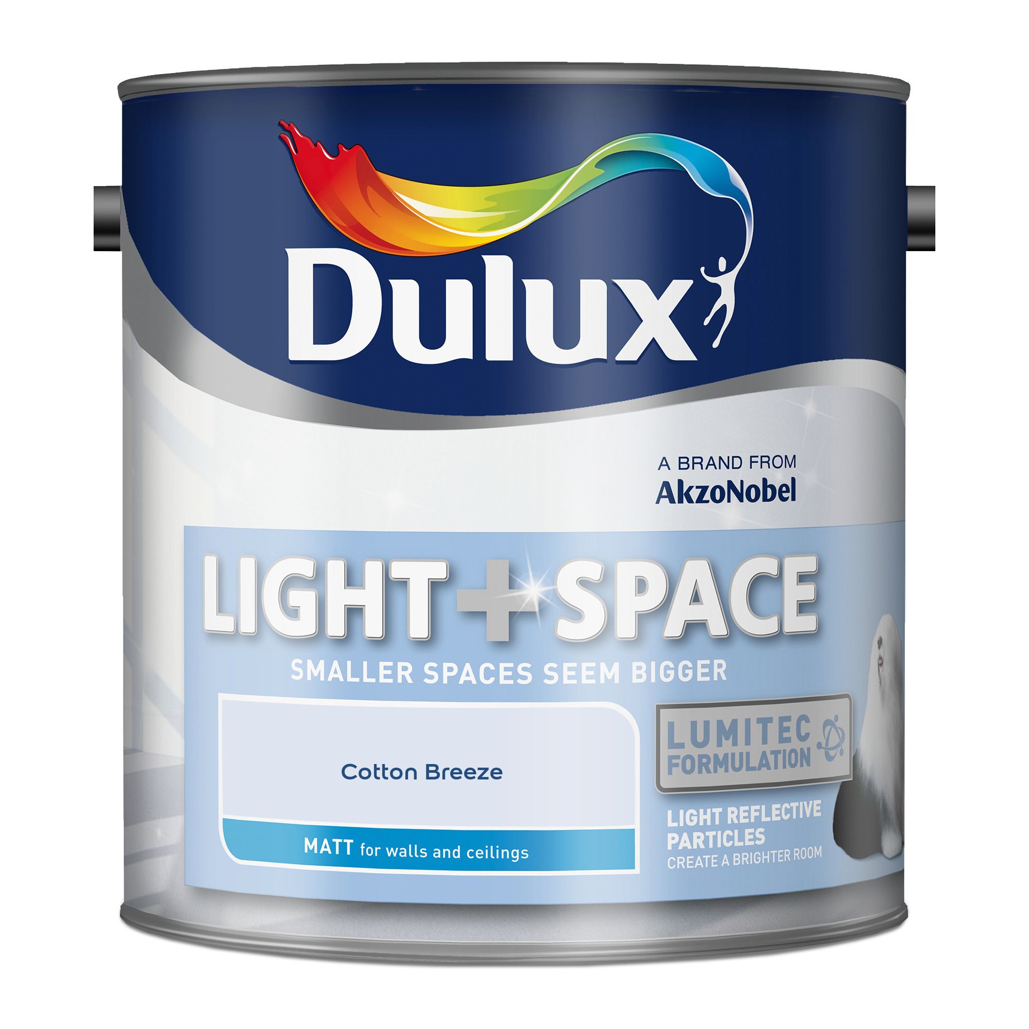 Dulux Light & space Cotton breeze Matt Emulsion paint, 2.5L