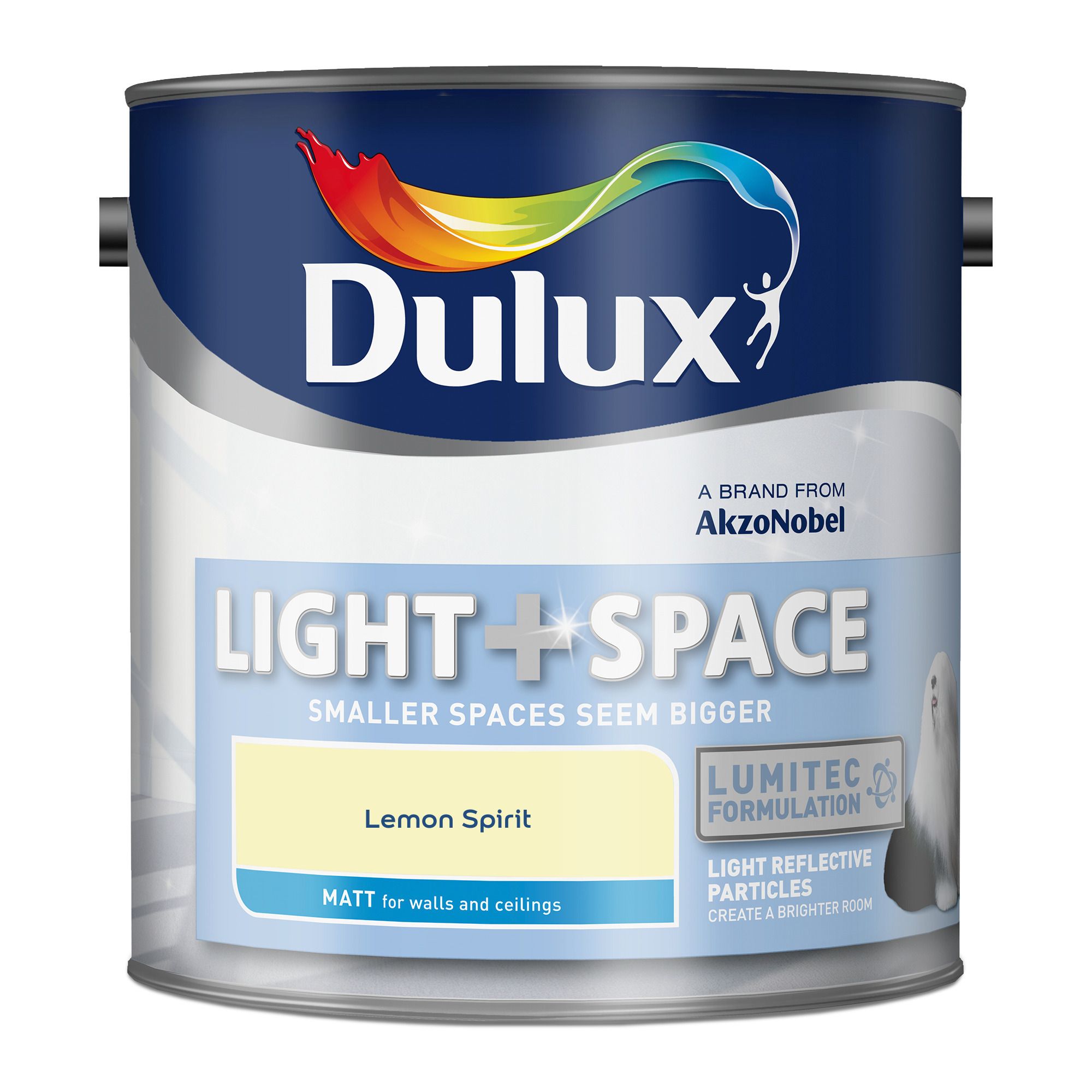 Dulux Light & space Lemon spirit Matt Emulsion paint, 2.5L