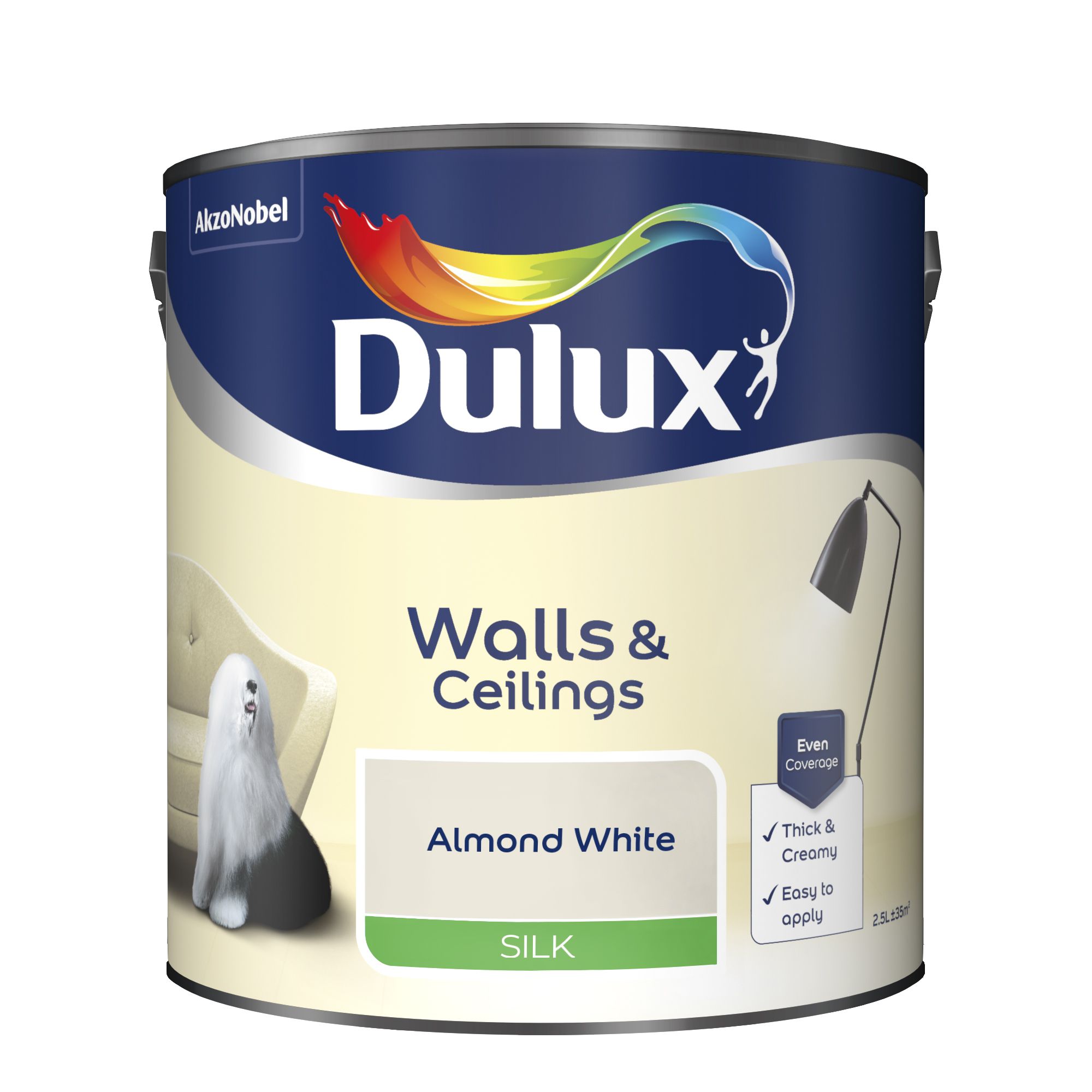 Dulux Natural hints Almond white Silk Emulsion paint, 2.5L
