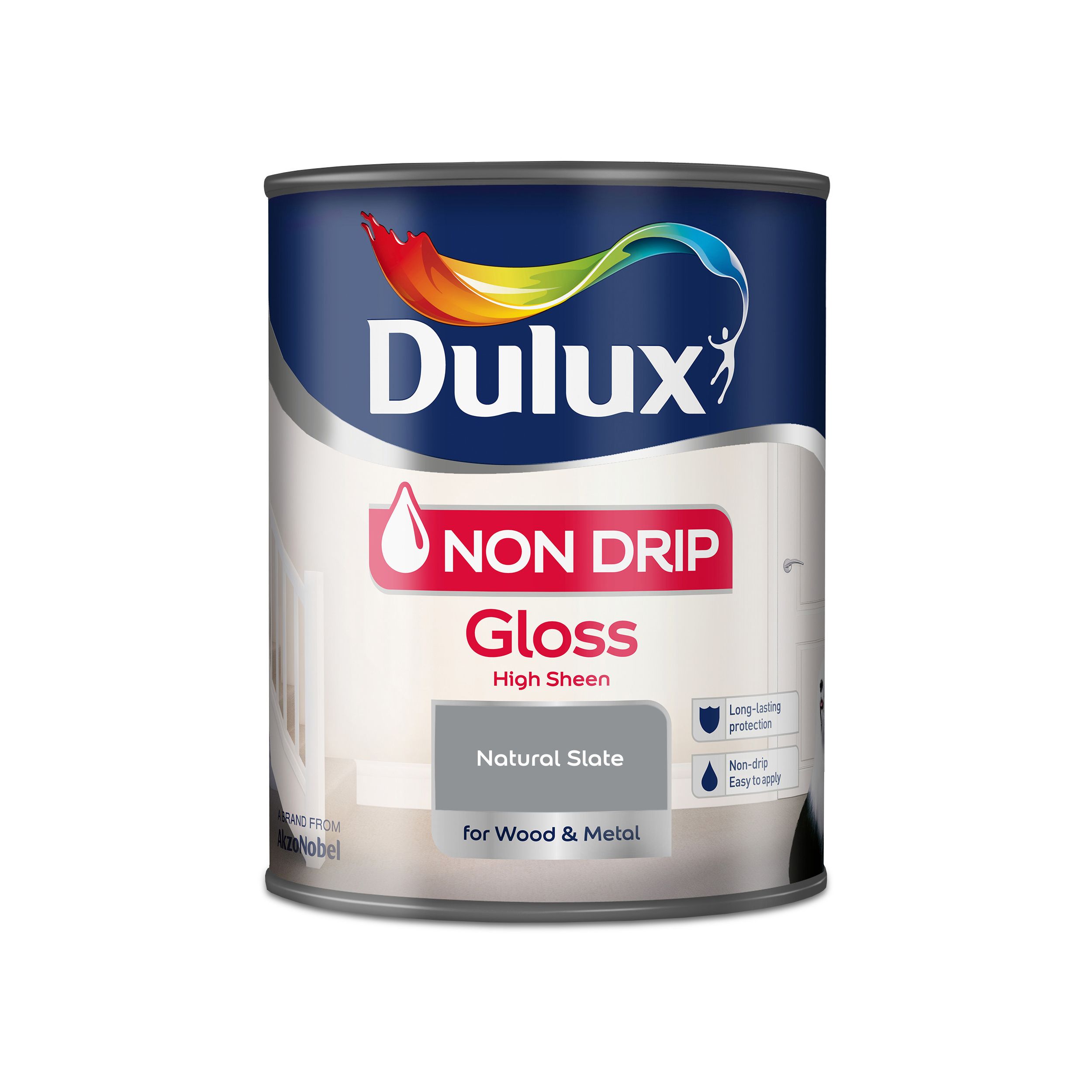 Dulux Non drip Natural slate Gloss Metal & wood paint, 750ml