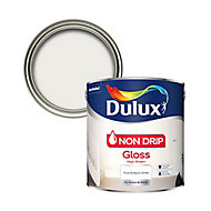 Dulux Non-drip Pure brilliant white Gloss Metal & wood paint, 2.5L