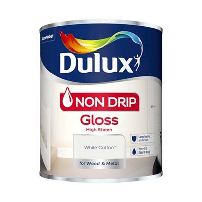Dulux Non drip White cotton Gloss Metal & wood paint, 750ml