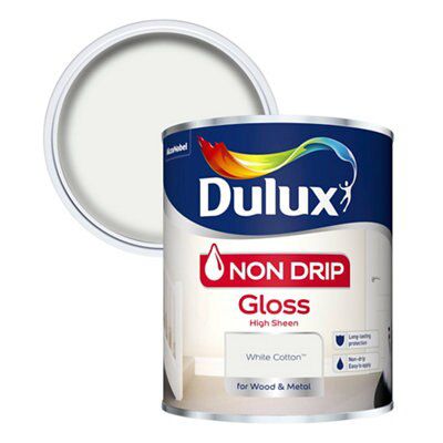 Dulux Non drip White cotton Gloss Metal & wood paint, 750ml
