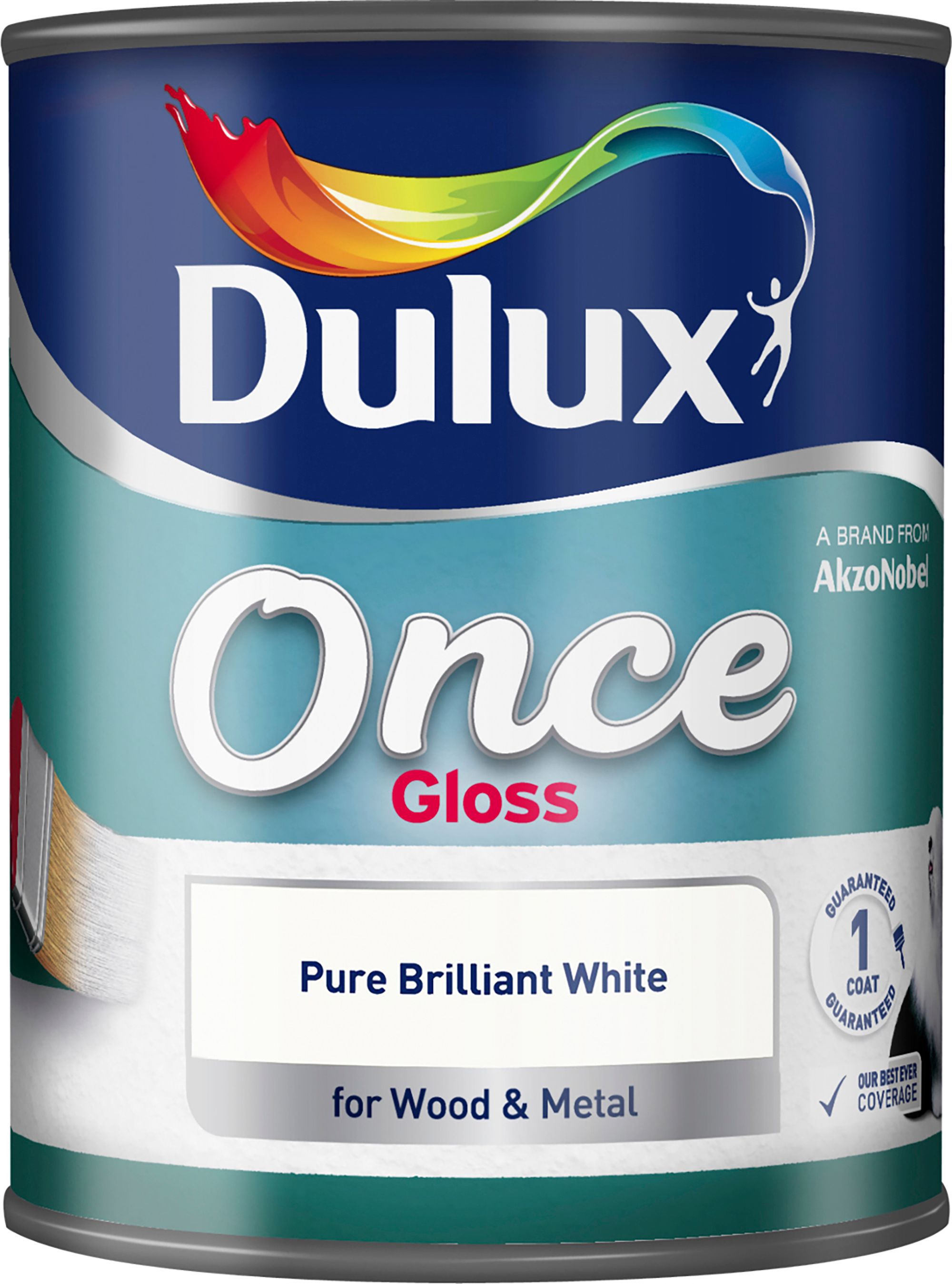 Dulux Non-drip Pure brilliant white Gloss Metal & wood paint, 750ml