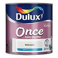 Dulux Once White cotton Matt Emulsion paint, 2.5L