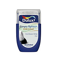 Dulux One coat Cornflower white Matt Emulsion paint, 30ml Tester pot