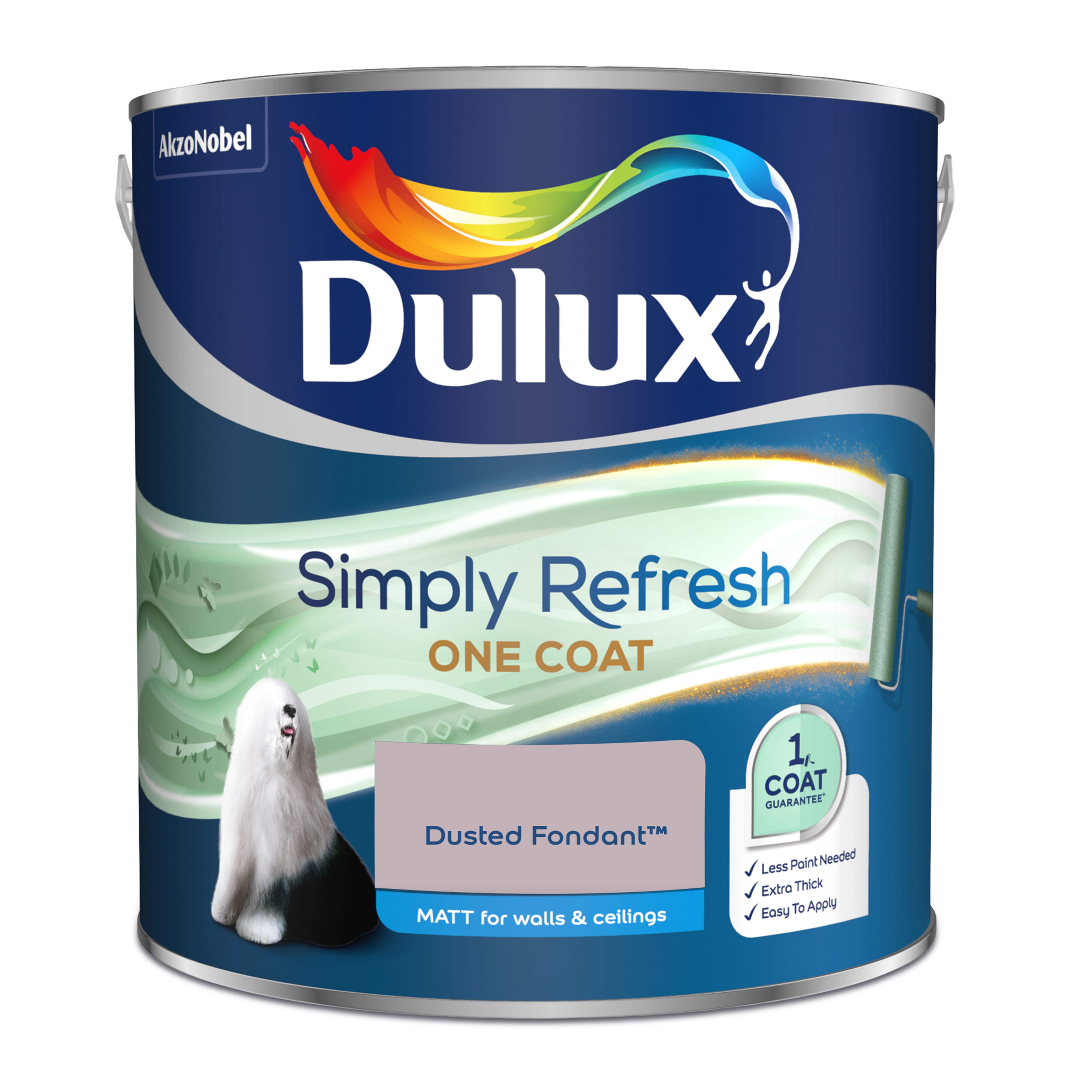 Dulux One coat Dusted fondant Matt Emulsion paint, 2.5L