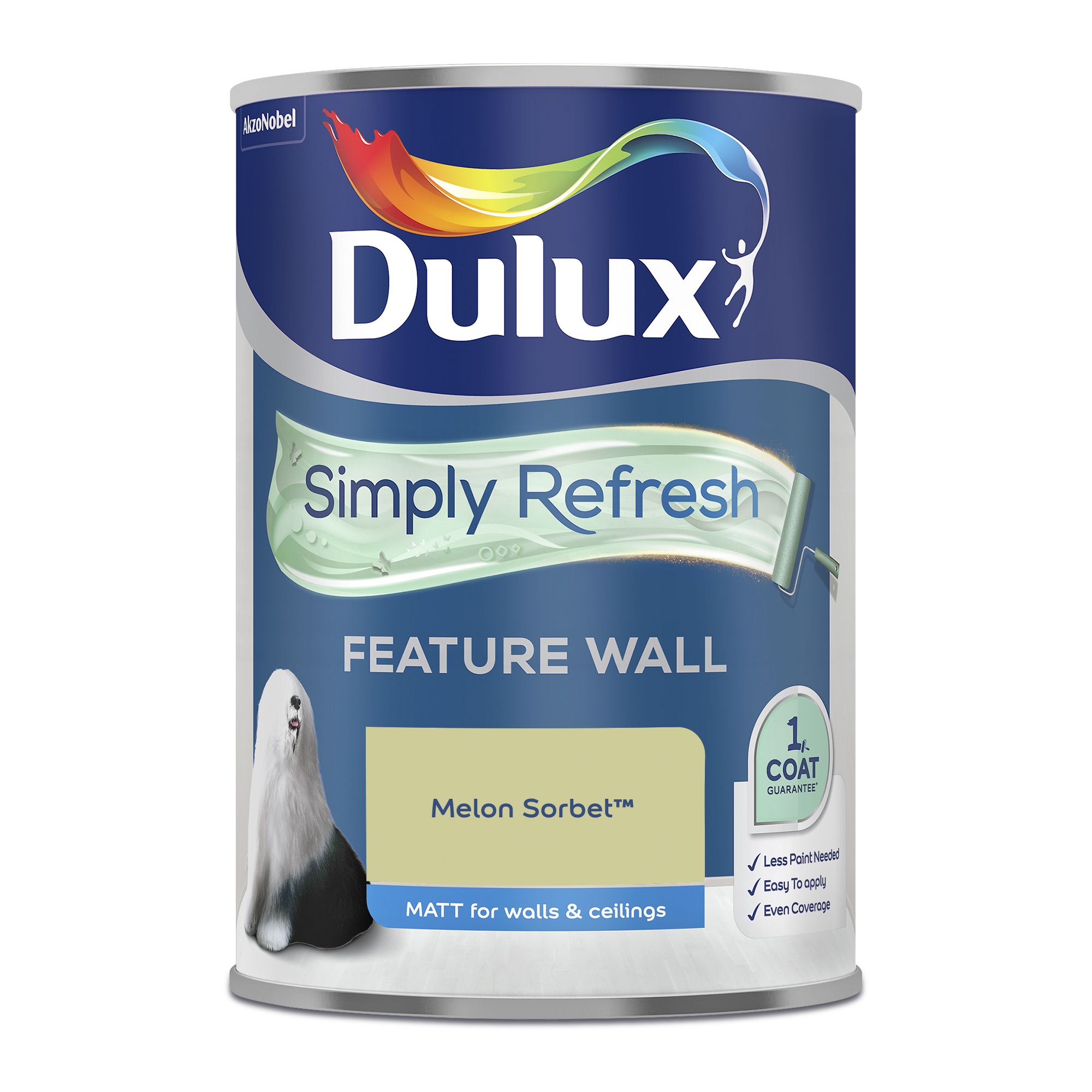 Dulux One coat Melon sorbet Matt Emulsion paint, 1.25L