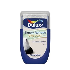 Dulux One coat Nutmeg white Matt Emulsion paint, 30ml Tester pot