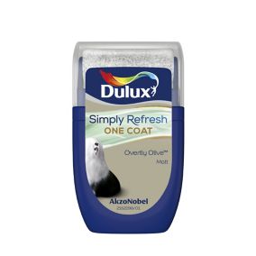 Dulux One coat Overtly olive Matt Emulsion paint, 30ml Tester pot