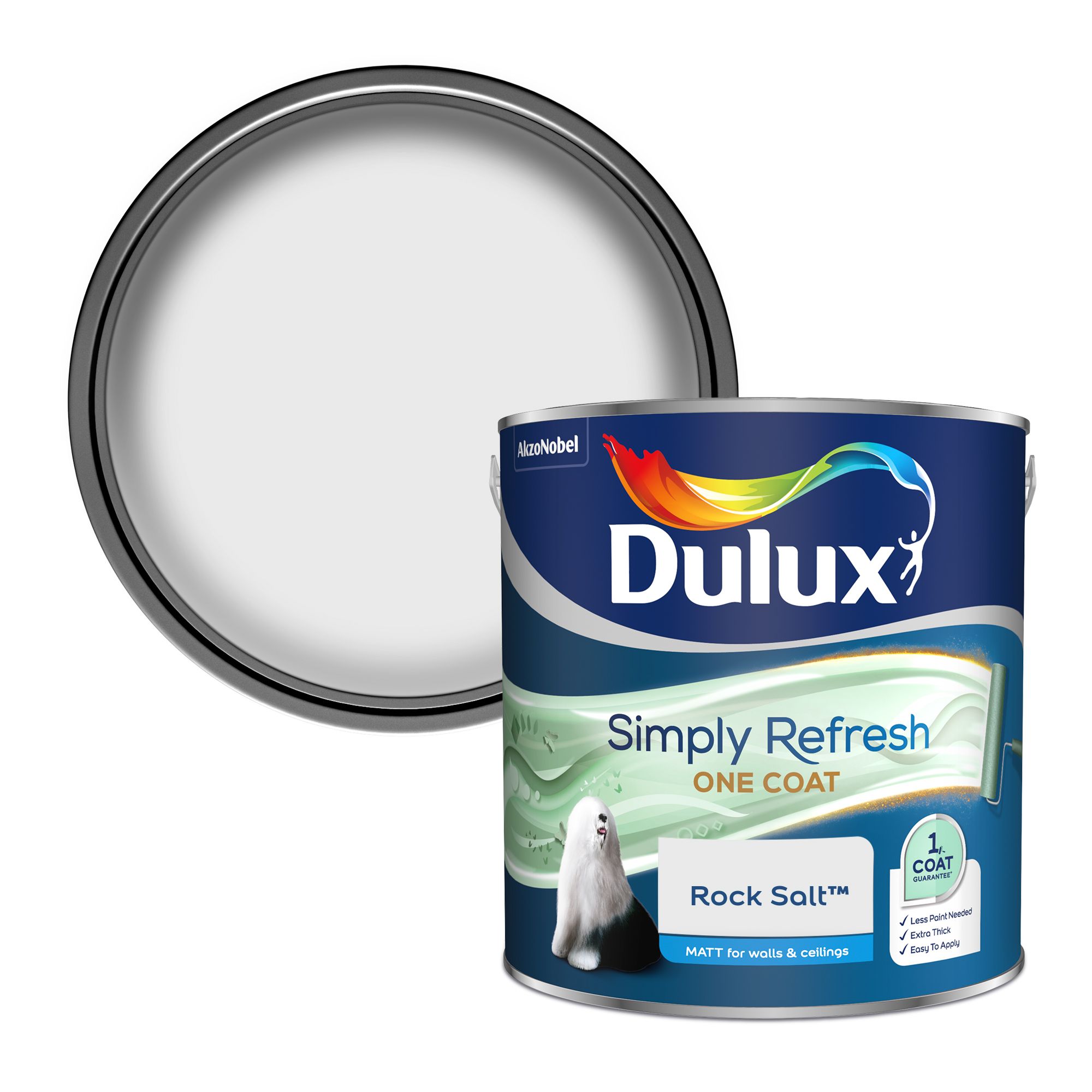 Dulux One coat Rock salt Matt Emulsion paint, 2.5L Tradepoint