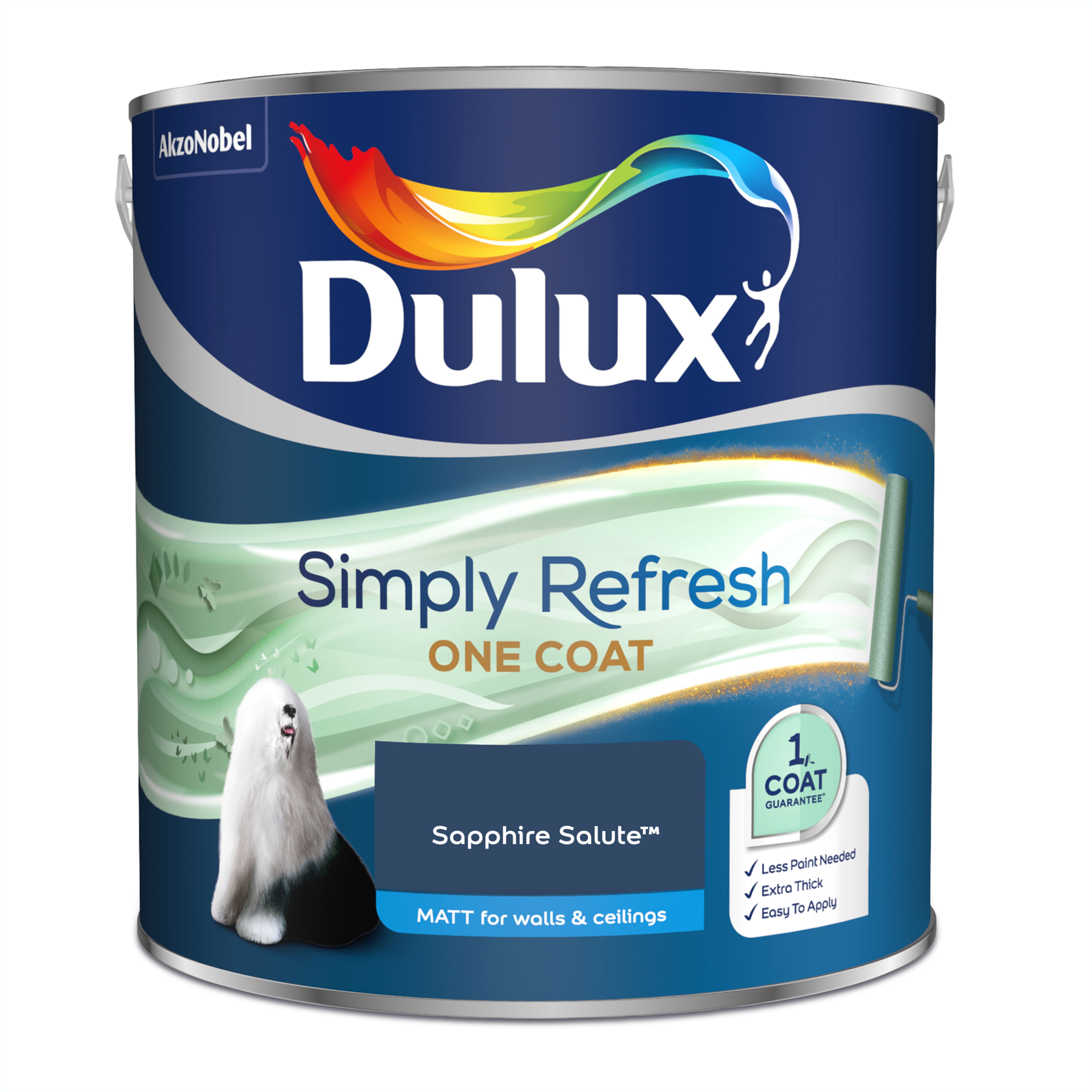 Dulux One coat Sapphire salute Matt Emulsion paint, 2.5L