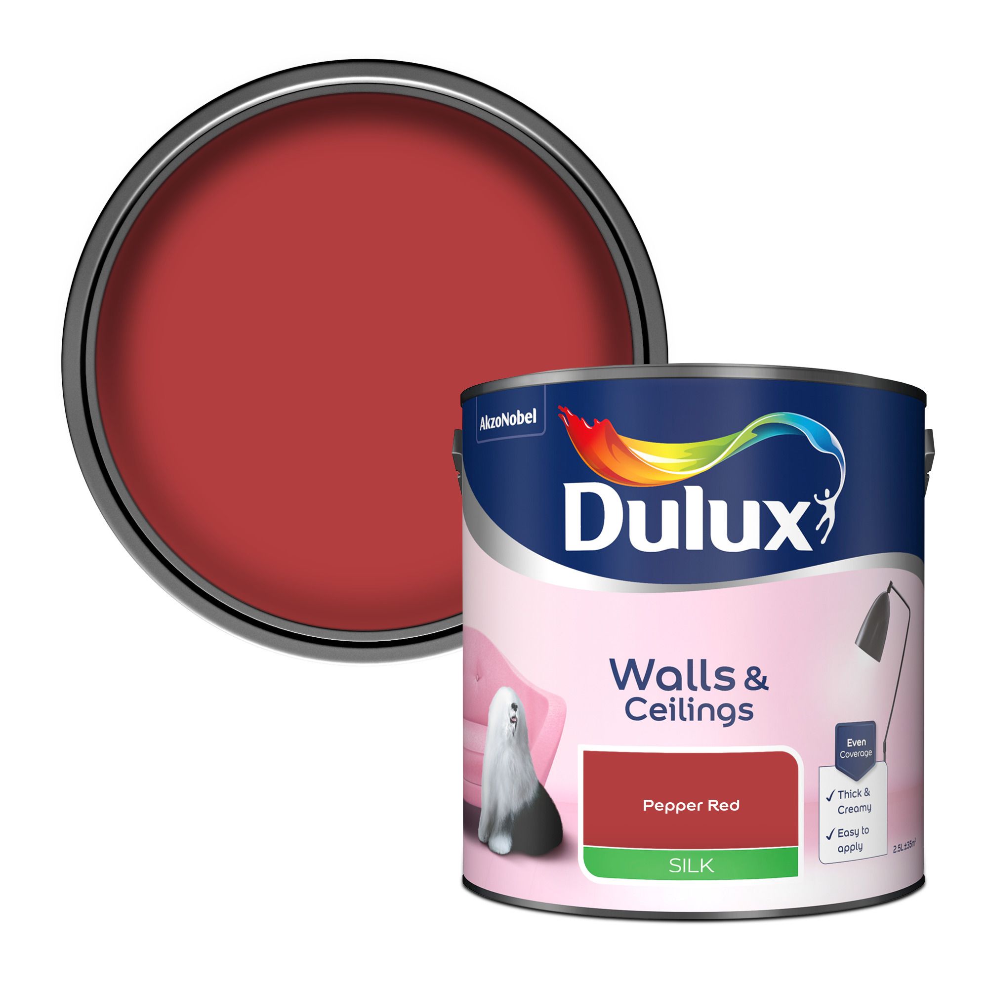 Dulux Pepper red Silk Emulsion paint 2.5L Tradepoint