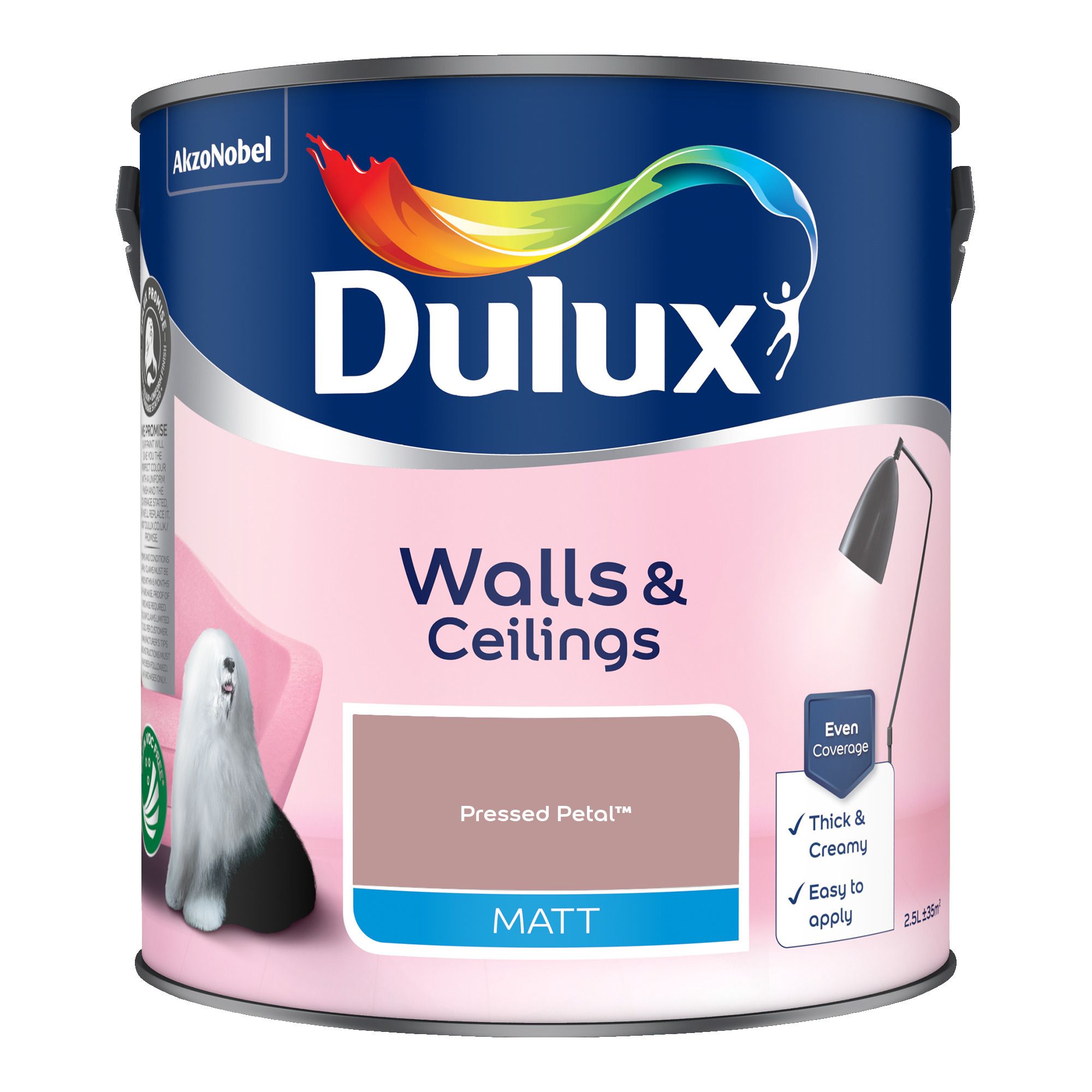 Dulux Pressed Petal Matt Wall & ceiling Emulsion paint, 2.5L