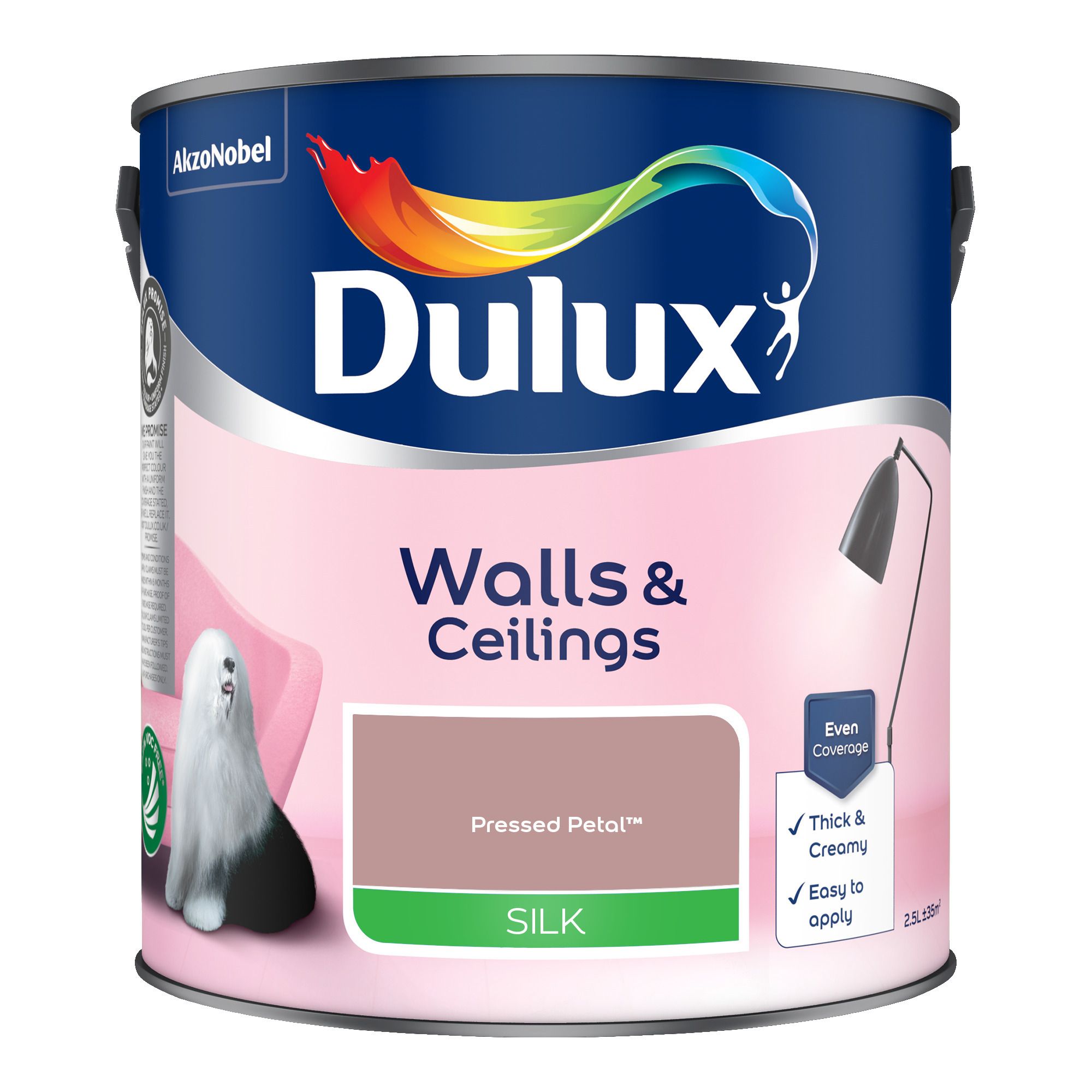 Dulux Pressed Petal Silk Wall & ceiling Emulsion paint, 2.5L