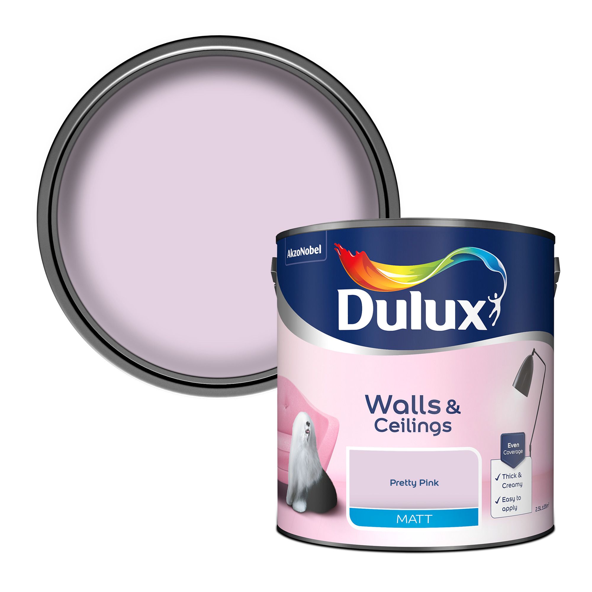 Dulux Pretty pink Matt Emulsion paint 2.5L | Tradepoint