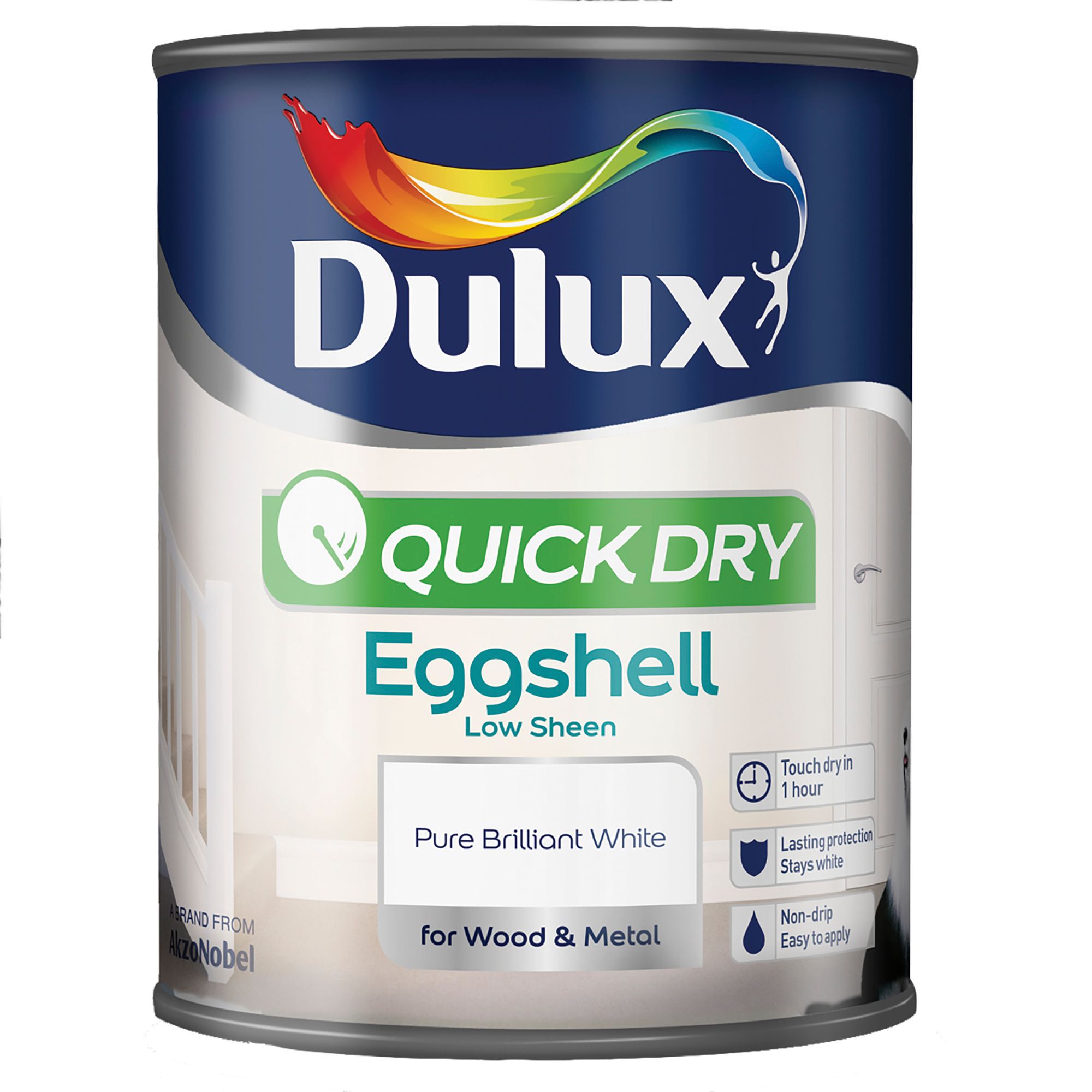 Dulux Pure brilliant white Eggshell Metal & wood paint, 750ml
