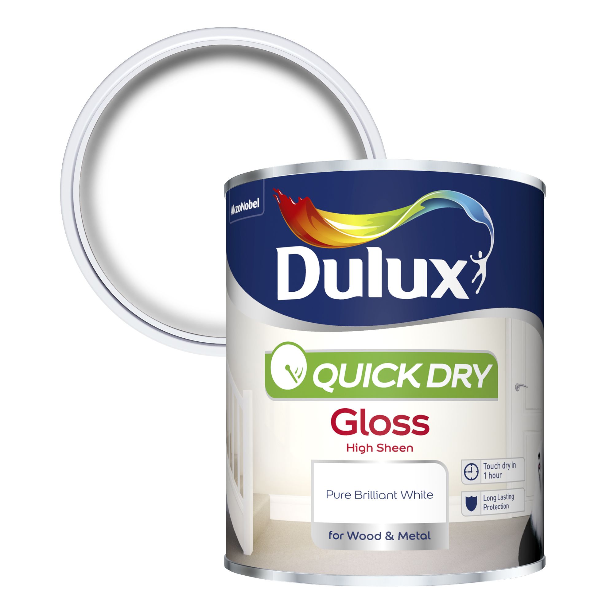 Dulux Pure brilliant white Gloss Metal & wood paint, 750ml