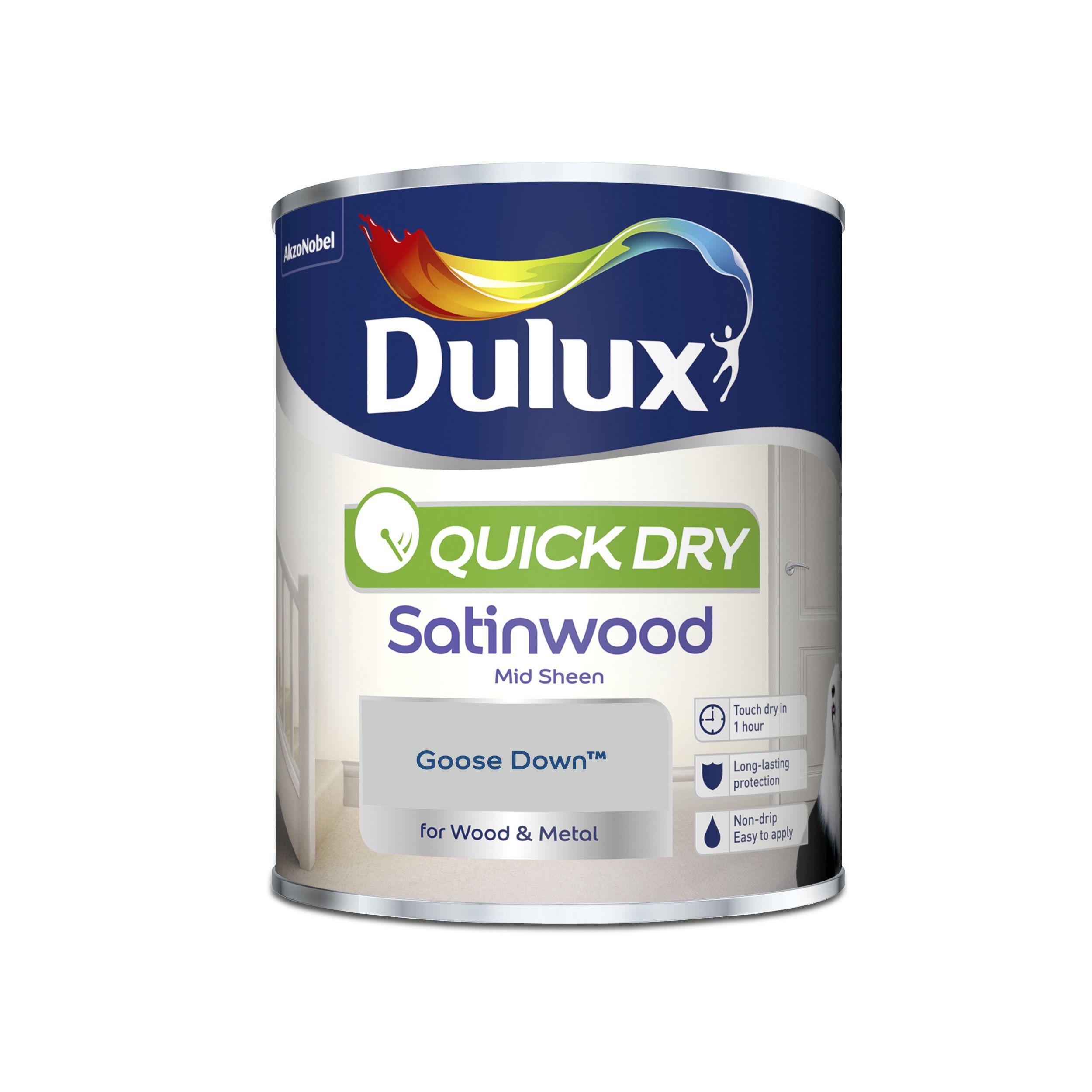 Dulux Quick dry Goose down Satinwood Metal & wood paint, 750ml