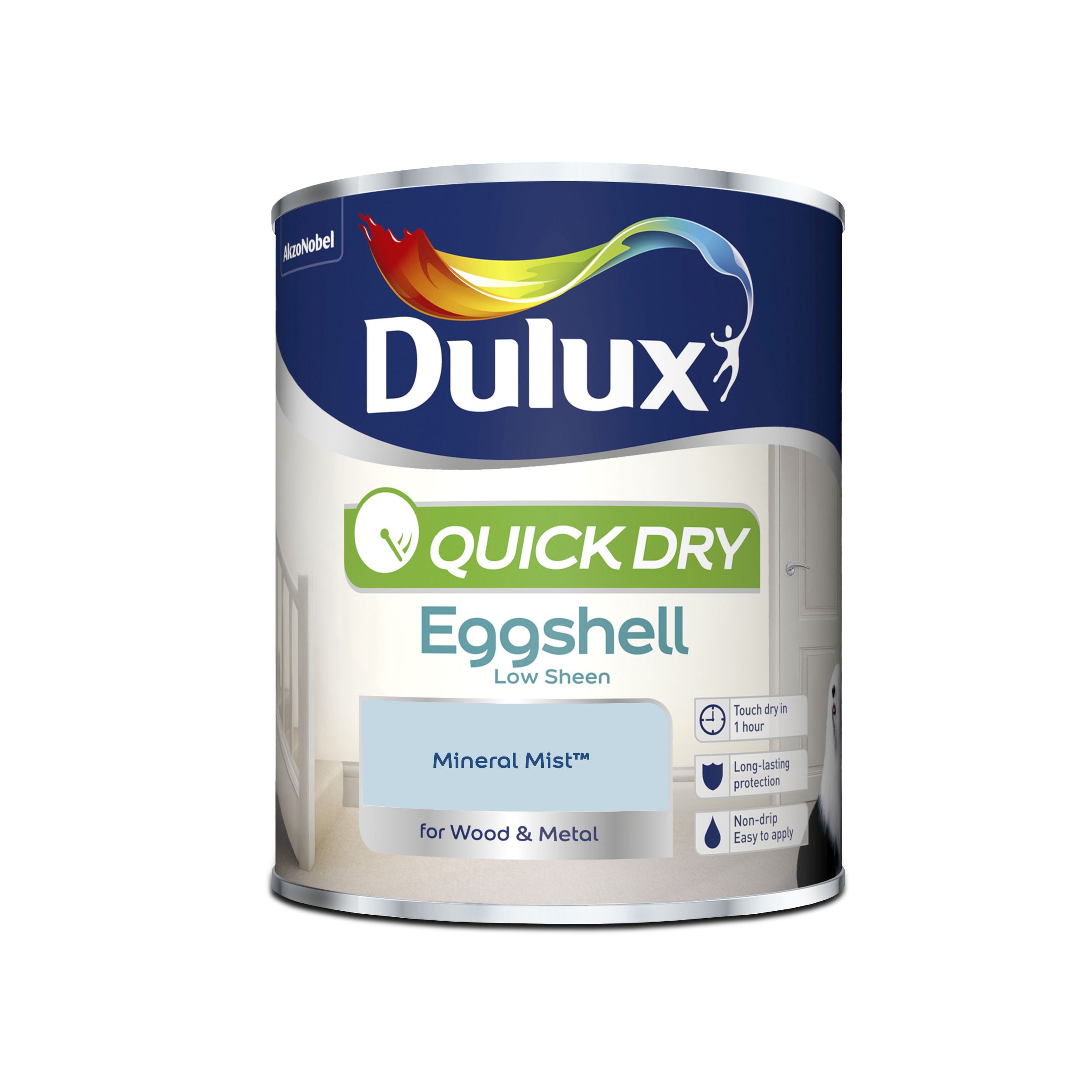 Dulux Quick dry Mineral mist Eggshell Metal & wood paint, 750ml