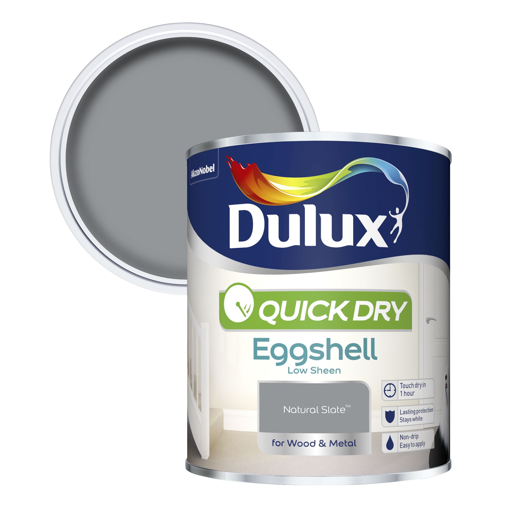 Dulux Quick Dry Natural Slate Eggshell Metal Wood Paint 0 75l Tradepoint