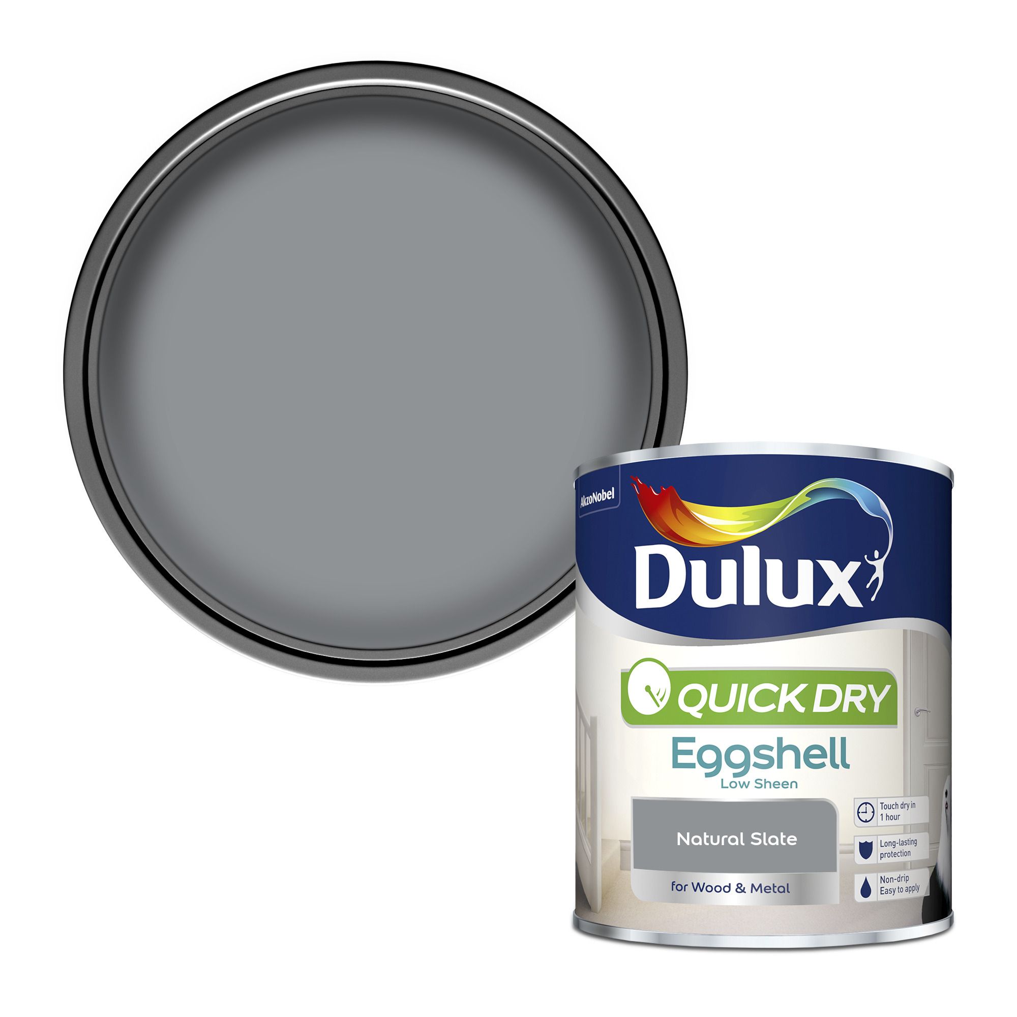 Dulux Quick dry Natural slate Eggshell Metal & wood paint, 750ml