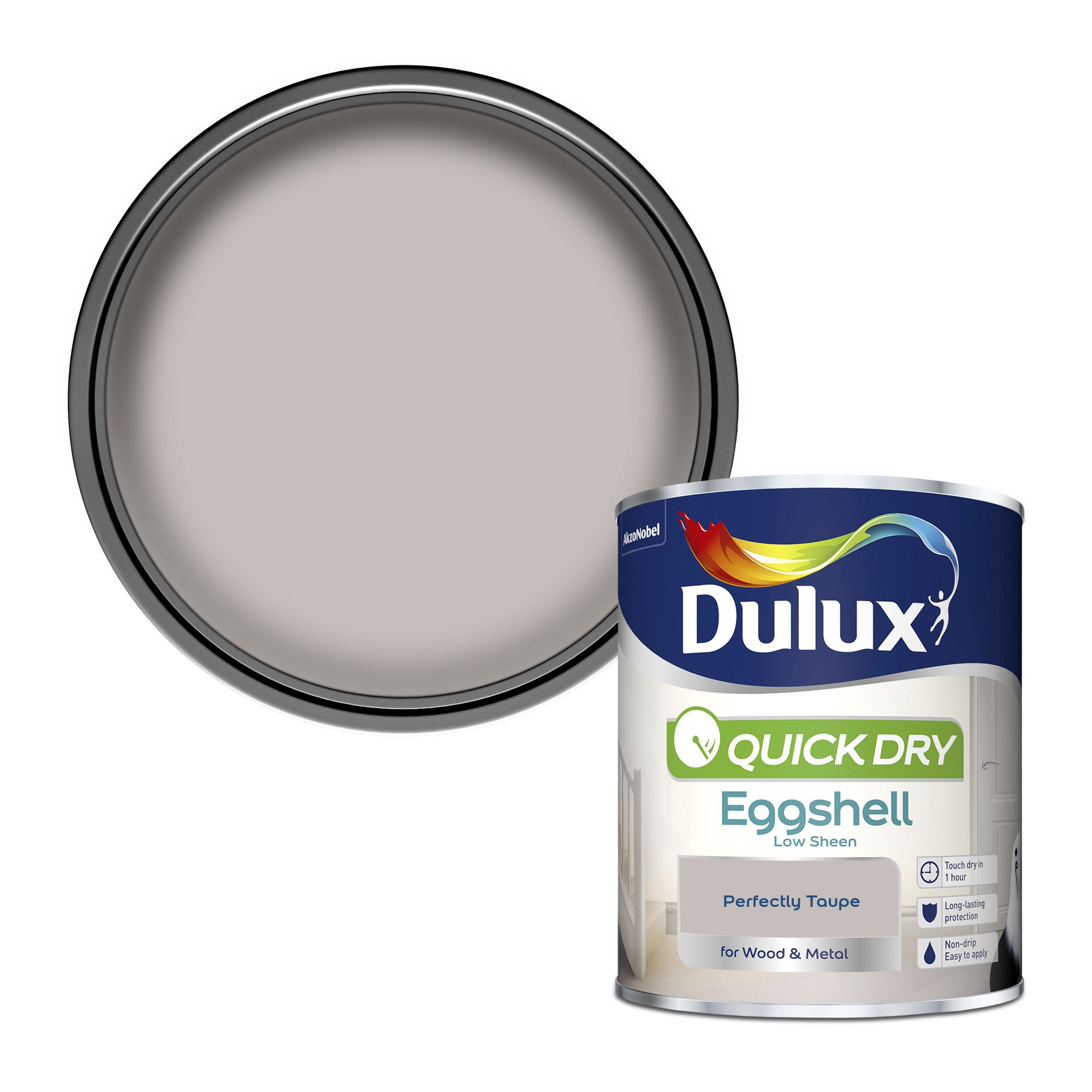 Dulux Quick dry Perfectly taupe Eggshell Metal & wood paint, 750ml
