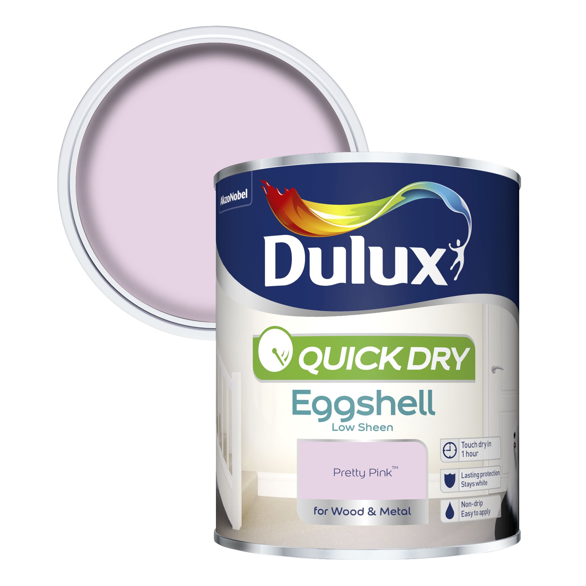 Dulux Quick dry Pretty pink Eggshell Metal & wood paint, 750ml