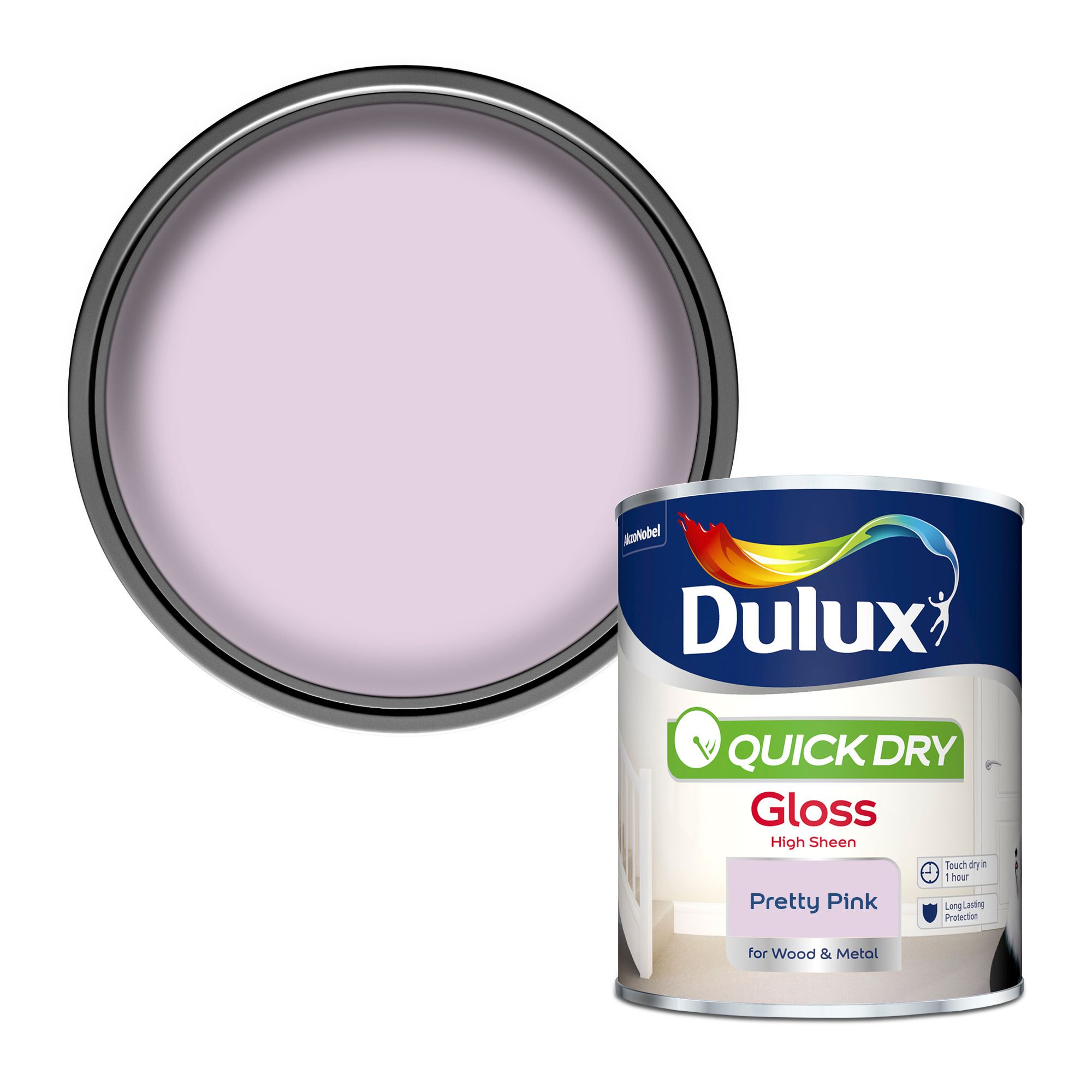 Dulux Quick dry Pretty pink Gloss Metal wood paint 750ml