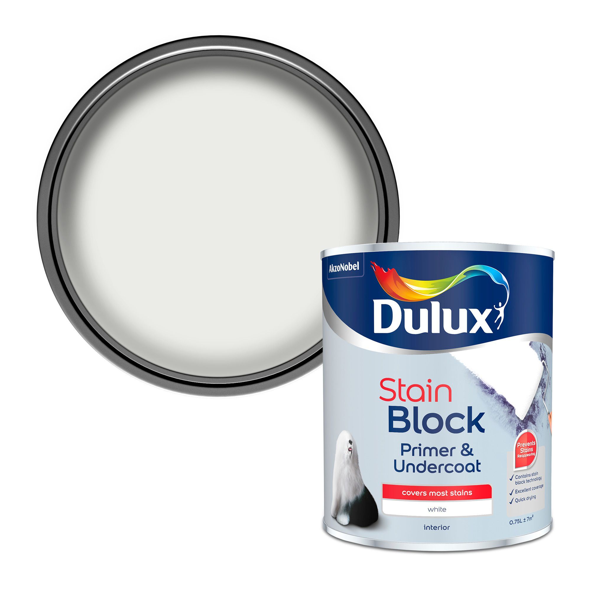 Dulux Stain block White Primer & undercoat, 750ml Tradepoint