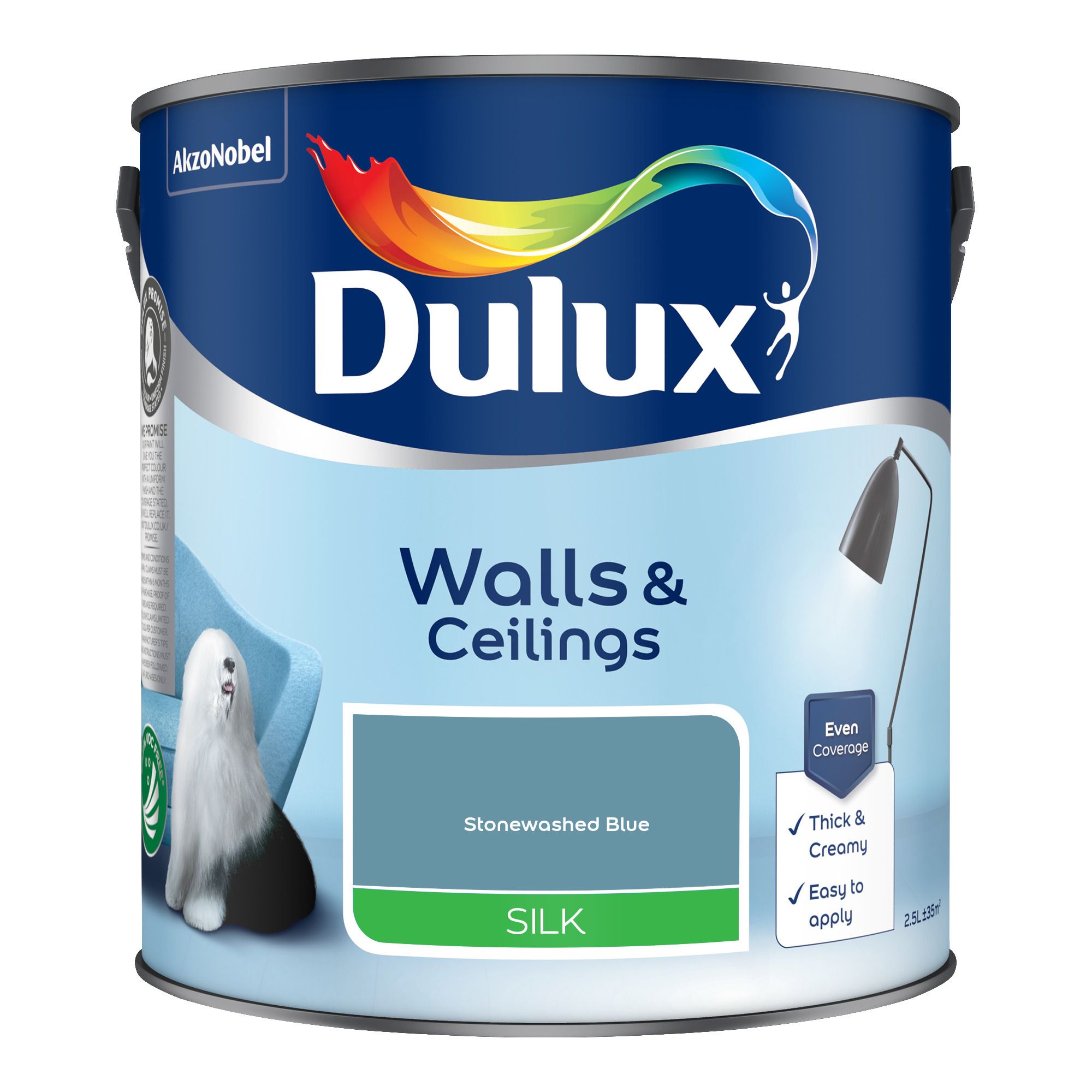 Dulux Stonewashed Blue Silk Wall & ceiling Emulsion paint, 2.5L