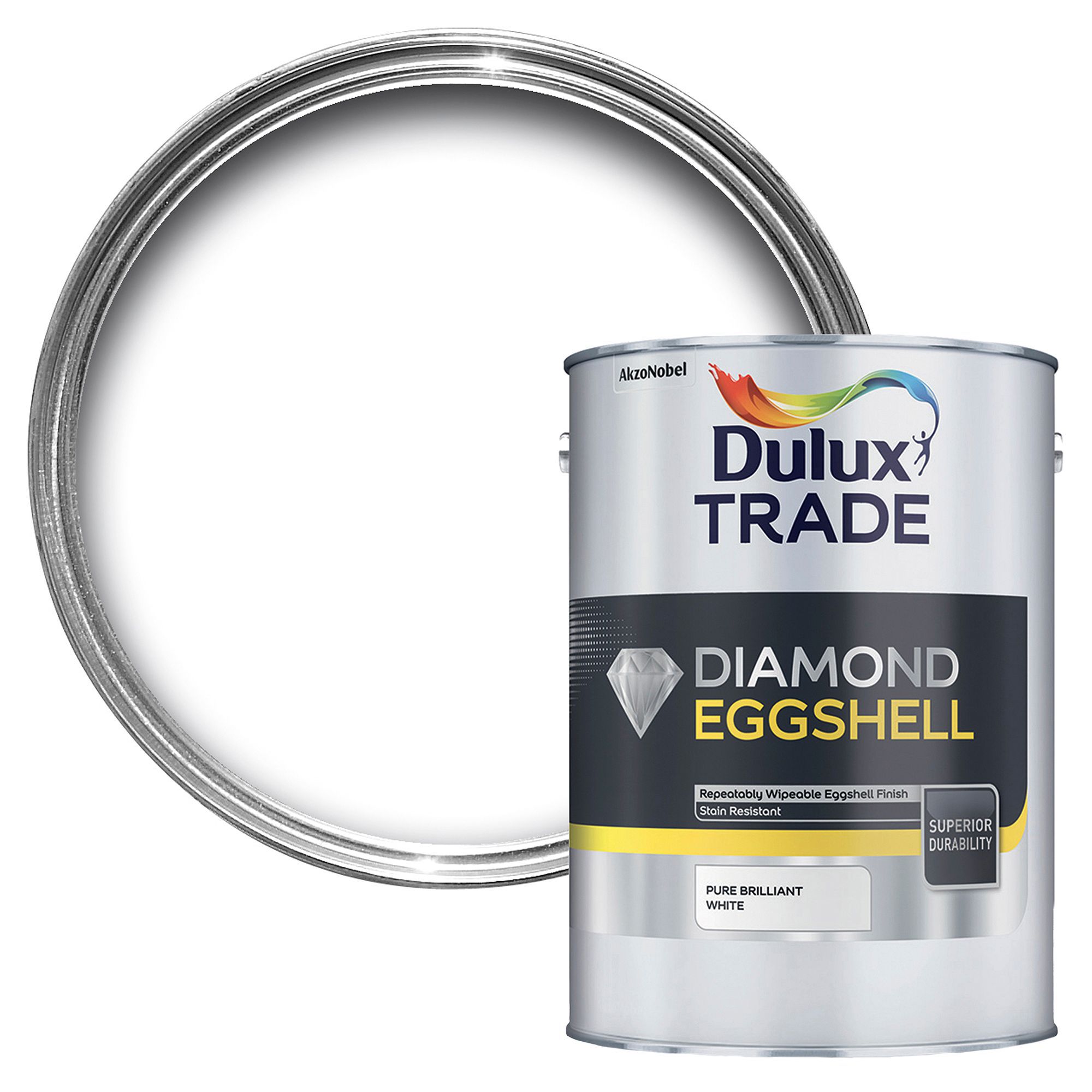 Dulux Trade Diamond Pure brilliant white Eggshell Metal & wood paint, 2