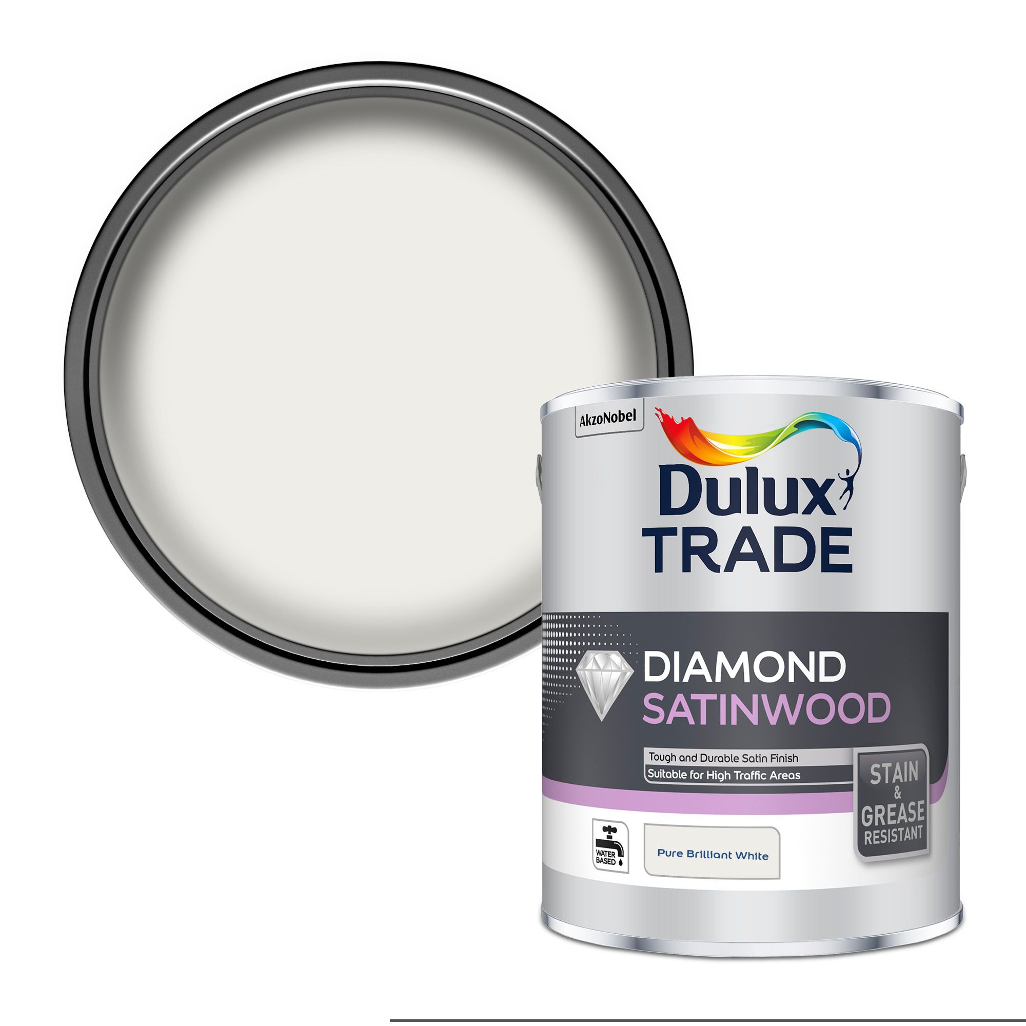 Dulux Trade Diamond Pure brilliant white Satinwood Metal & wood paint