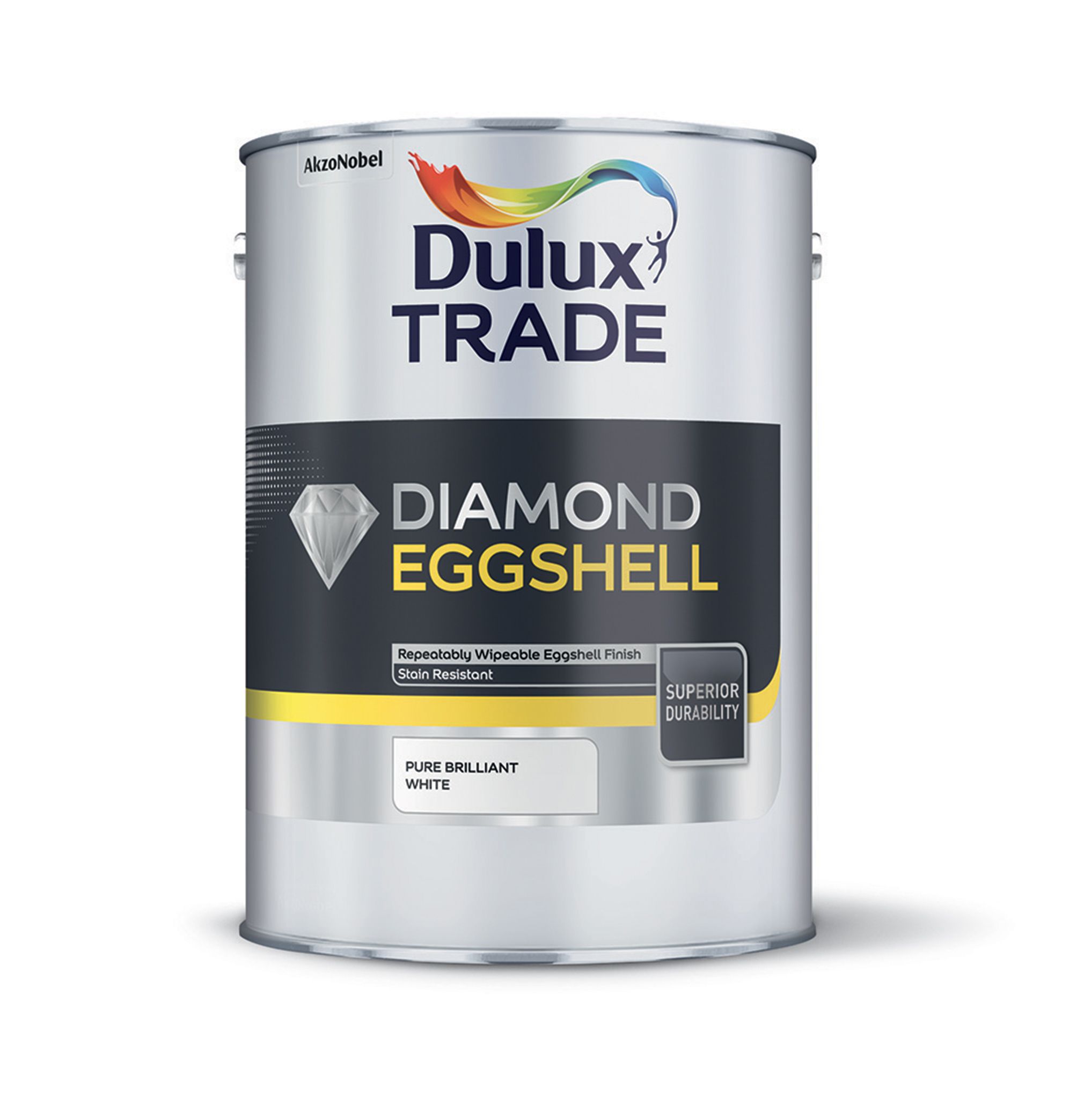 Dulux Trade Diamond Quick Dry Pure brilliant white Eggshell Metal & wood paint, 2.5L