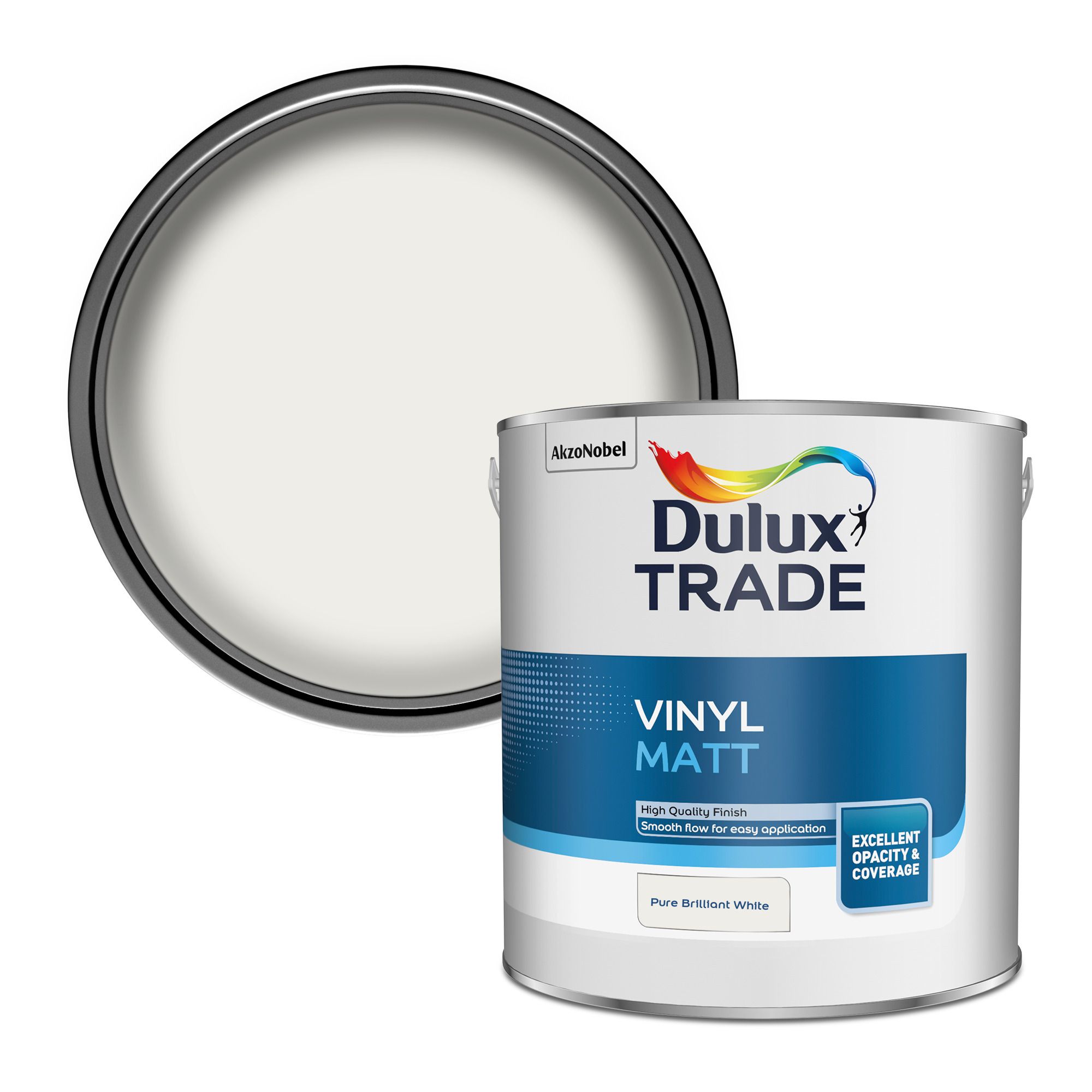 Dulux Easycare Pure brilliant white Matt Emulsion paint, 2.5L