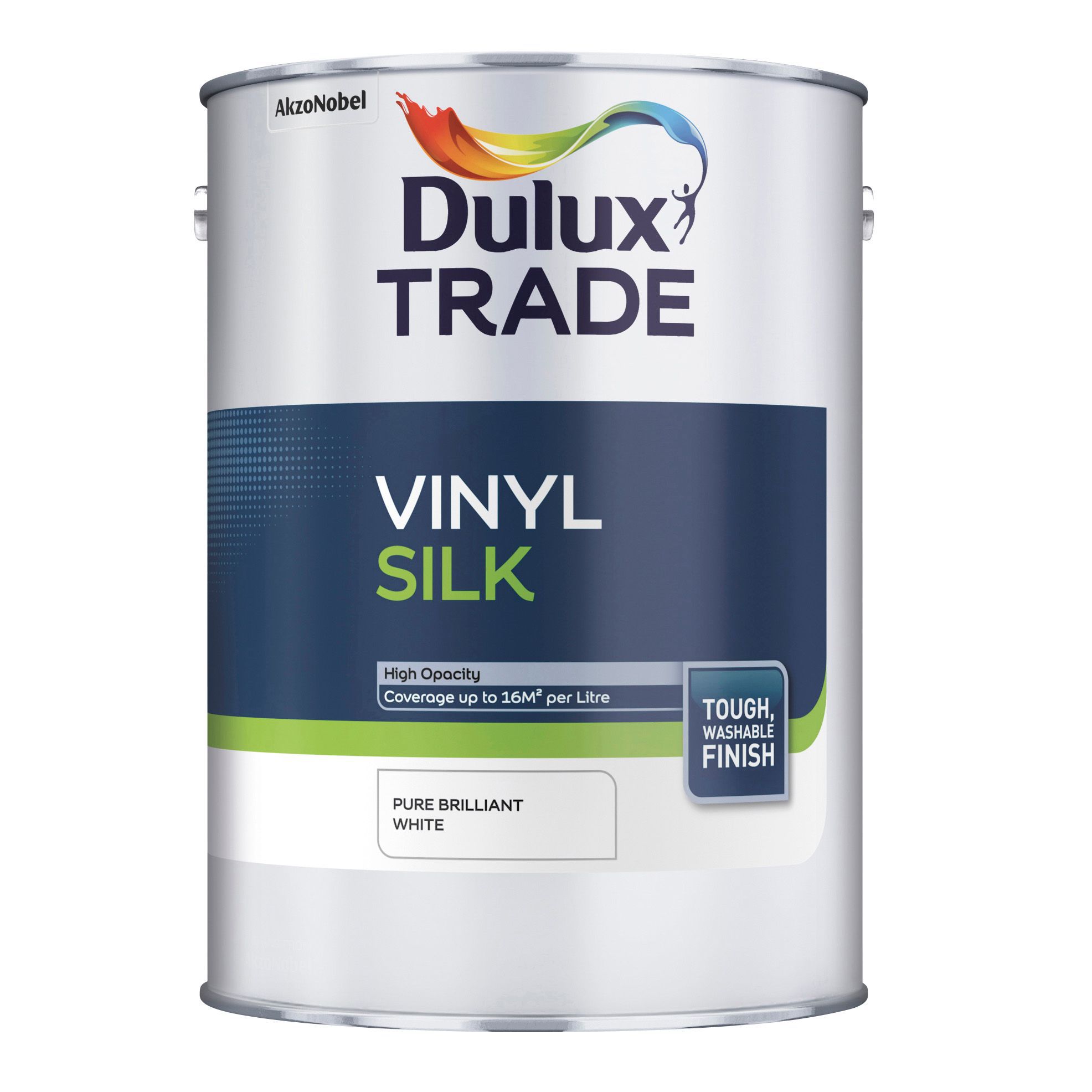 Dulux Trade Pure brilliant white Silk Emulsion paint, 5L