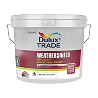 Dulux Trade Weathershield Pure Brilliant White Smooth Masonry paint, 10L Tin