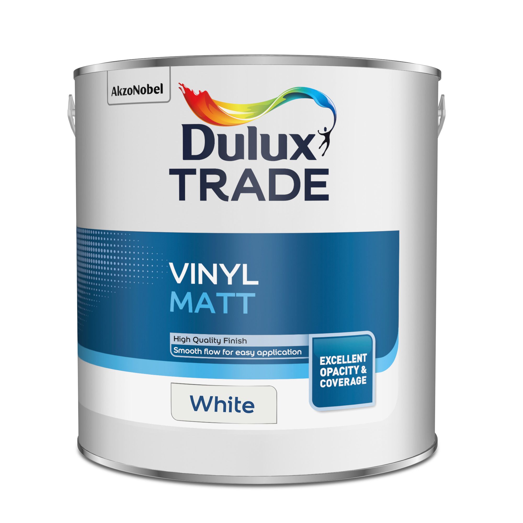 Dulux Trade White Matt Emulsion paint, 2.5L