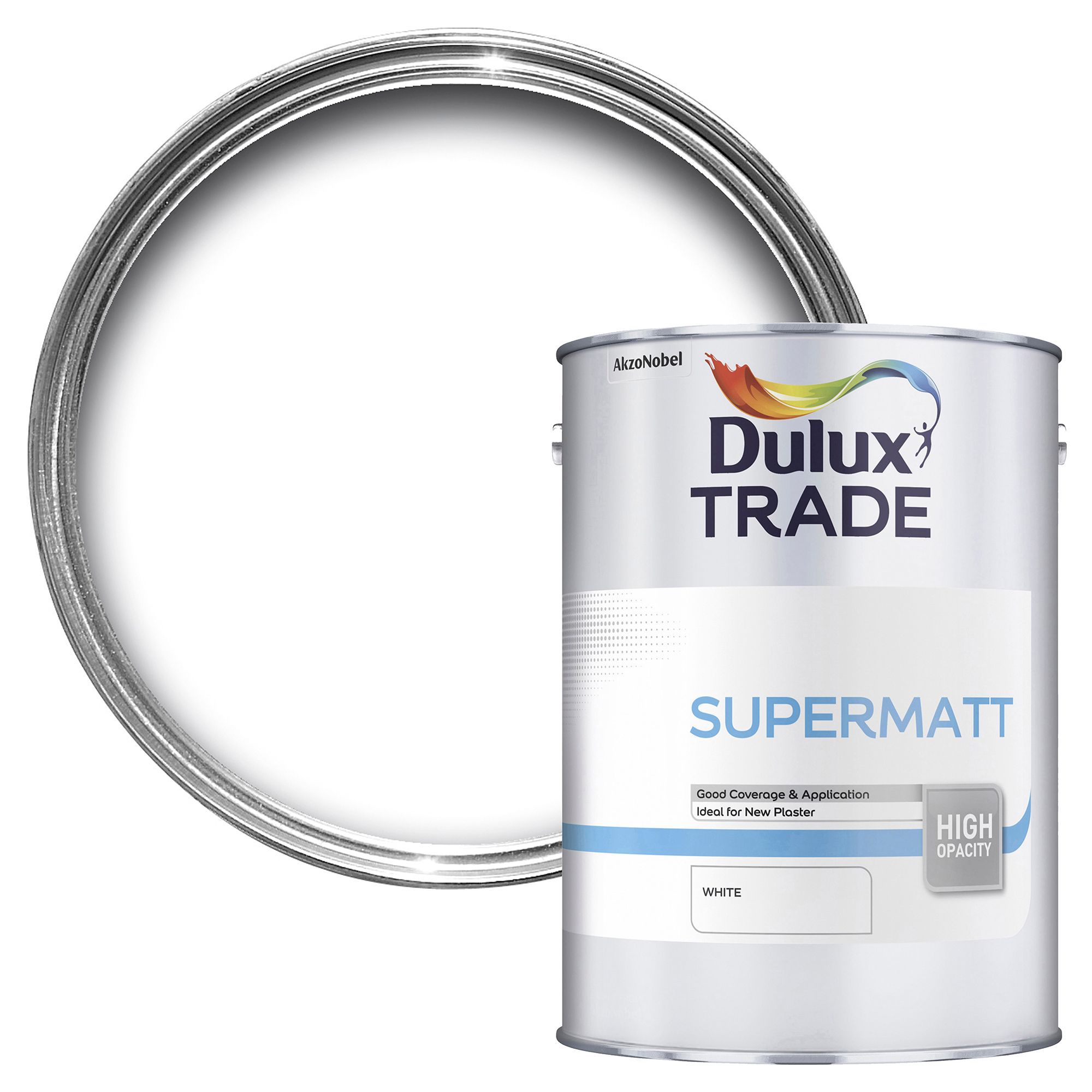 Dulux Trade White Super matt Emulsion paint, 5L
