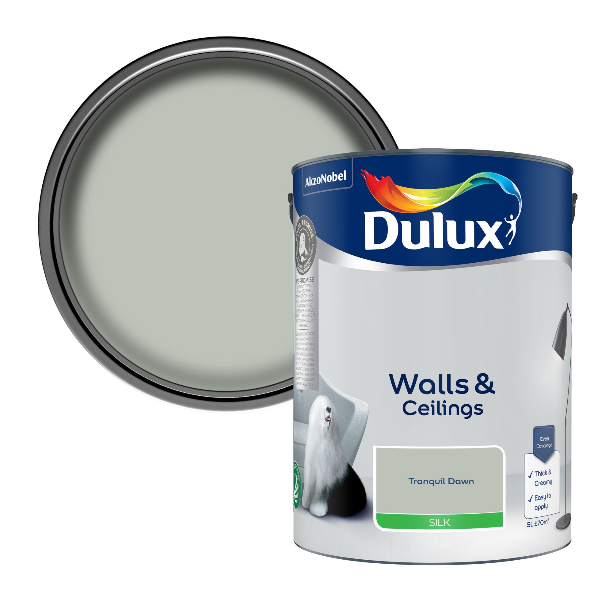 Dulux Tranquil Dawn Silk Wall & ceiling Emulsion paint, 5L
