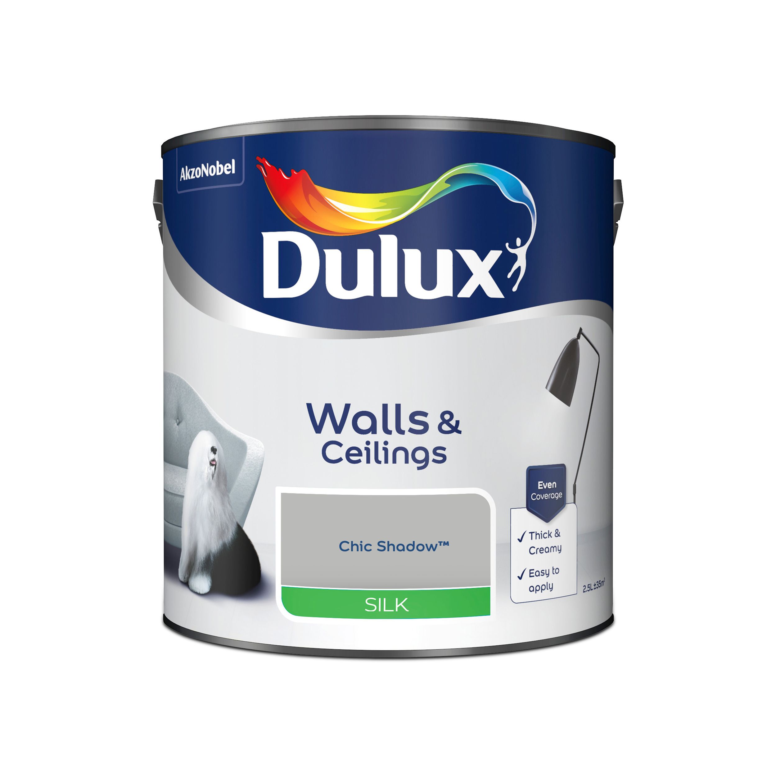 Dulux Walls & ceilings Chic shadow Silk Emulsion paint, 2.5L