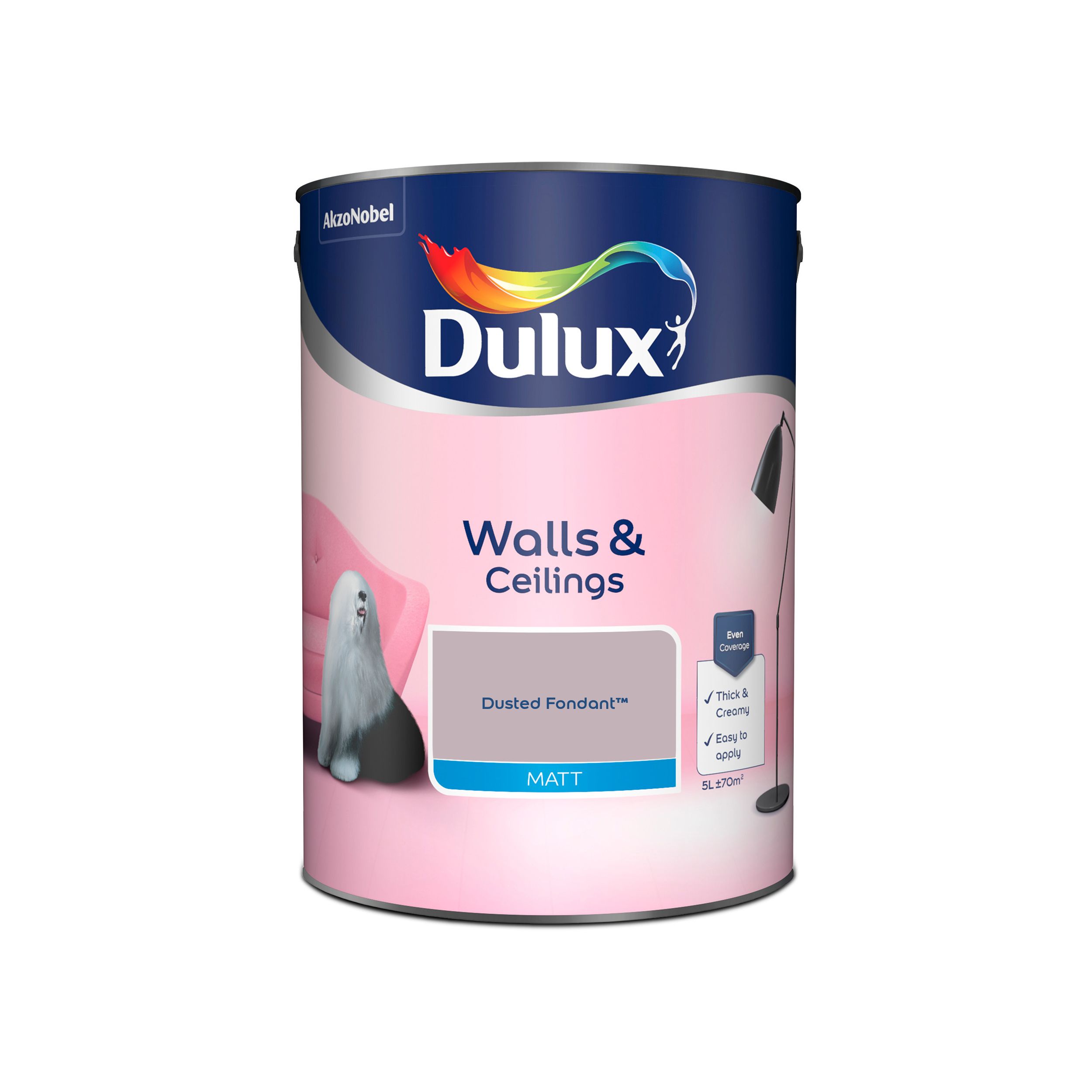 Dulux Walls & ceilings Dusted fondant Matt Emulsion paint, 5L