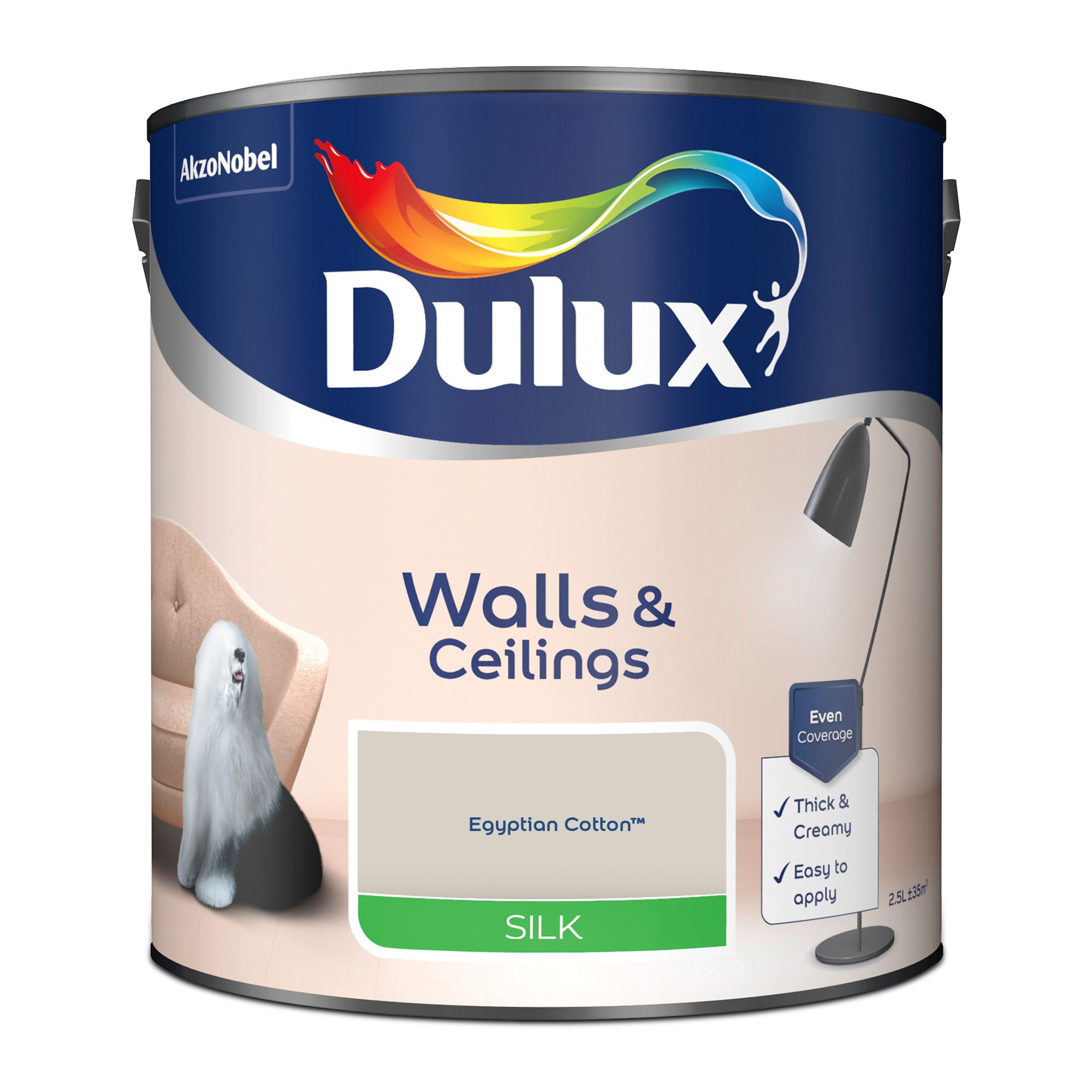 Dulux Walls & ceilings Egyptian cotton Silk Emulsion paint, 2.5L