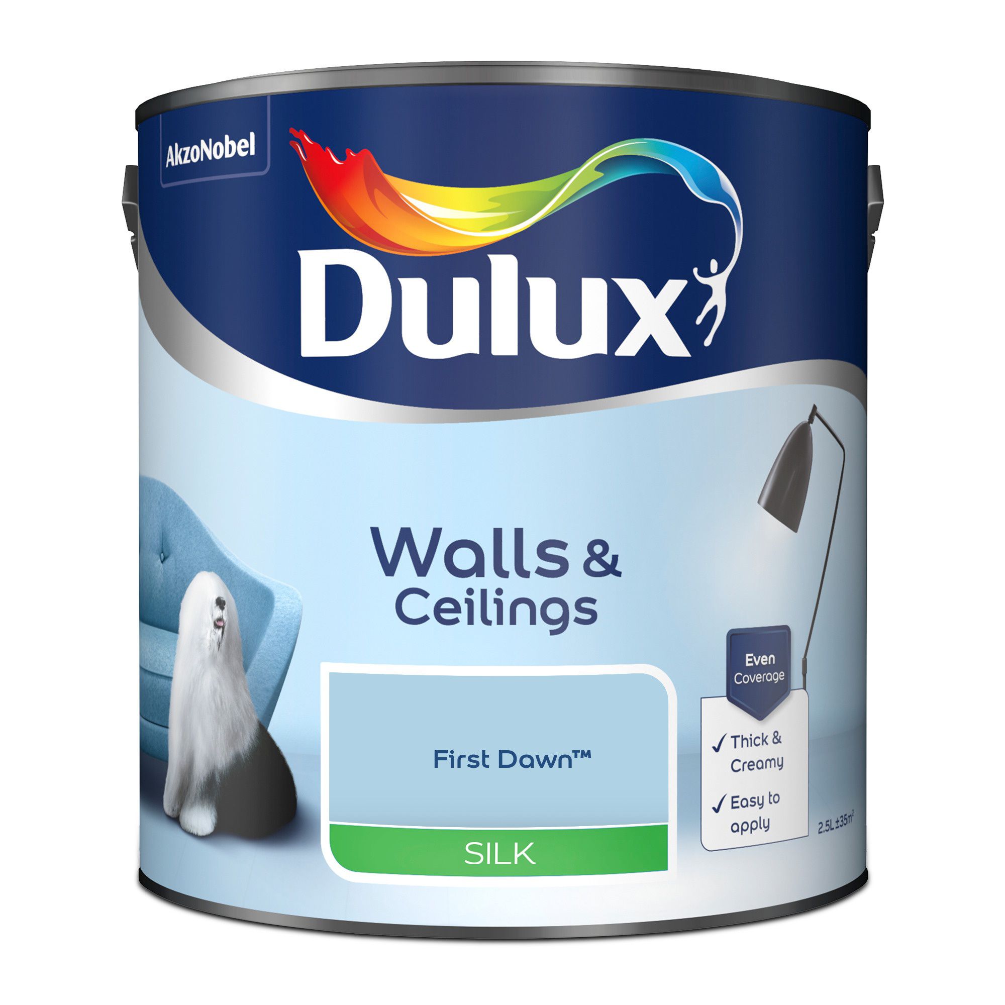 Dulux Walls & ceilings First dawn Silk Emulsion paint, 2.5L